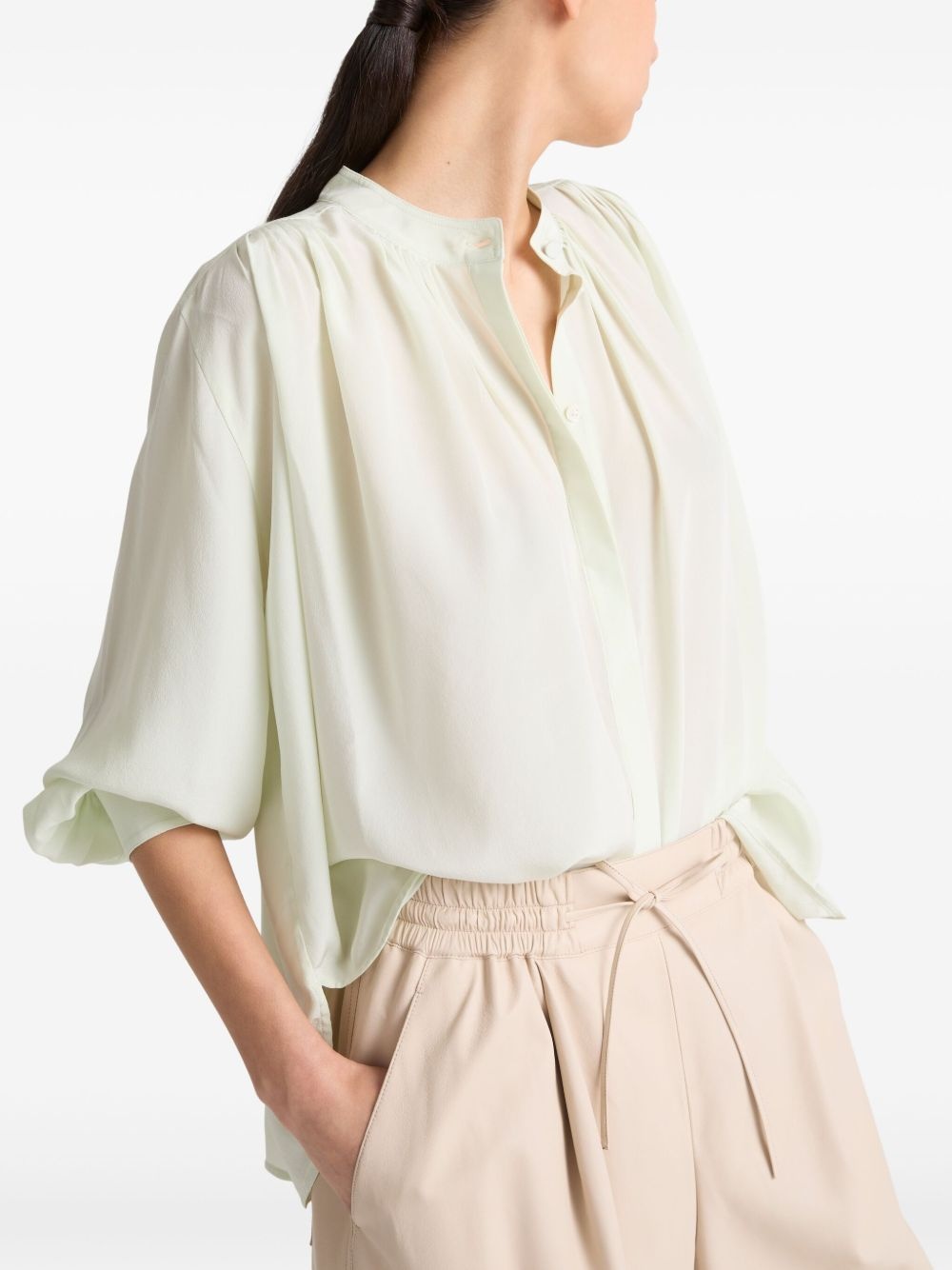 pleated silk shirt - 4