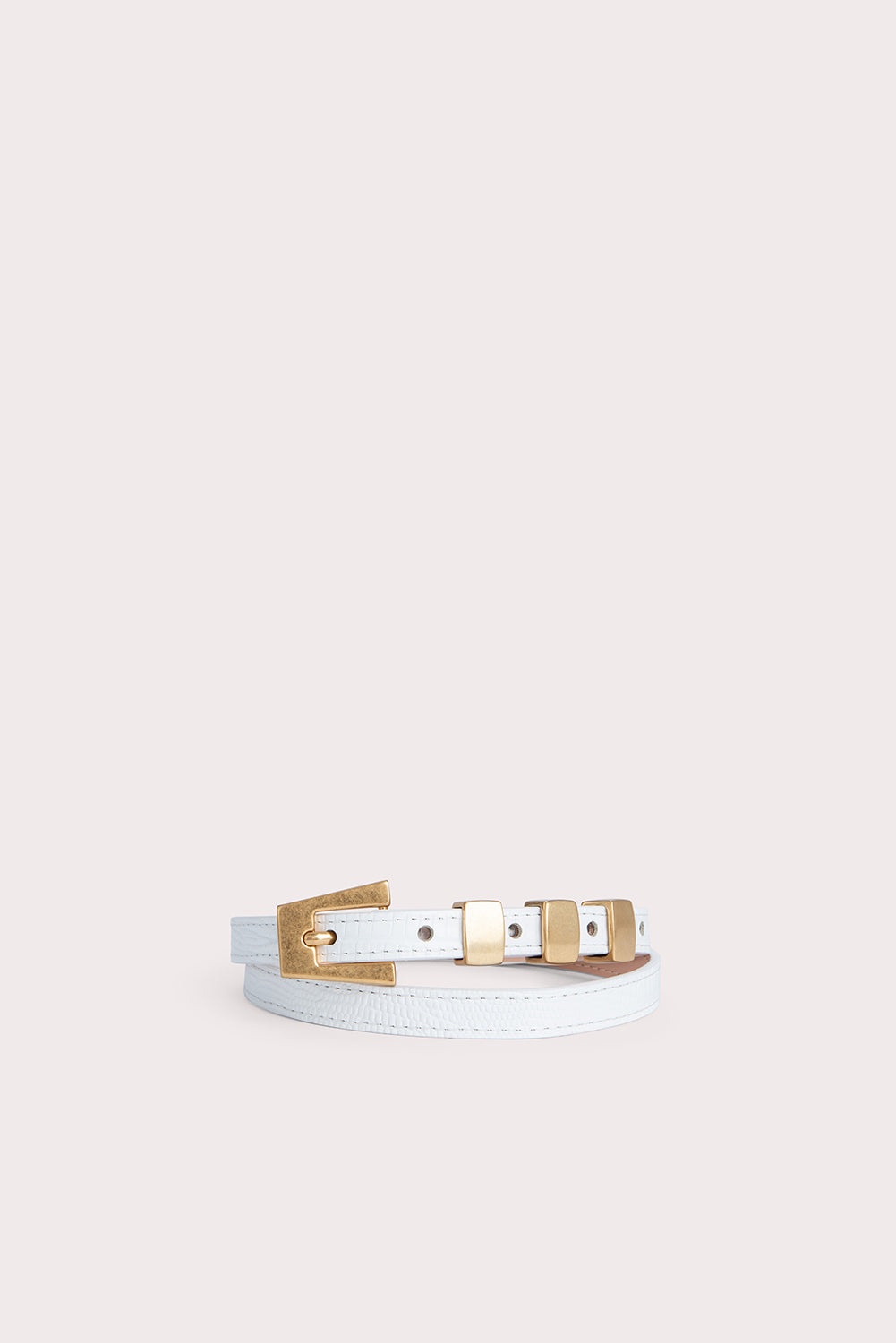 Vic White Lizard Embossed Leather - 1