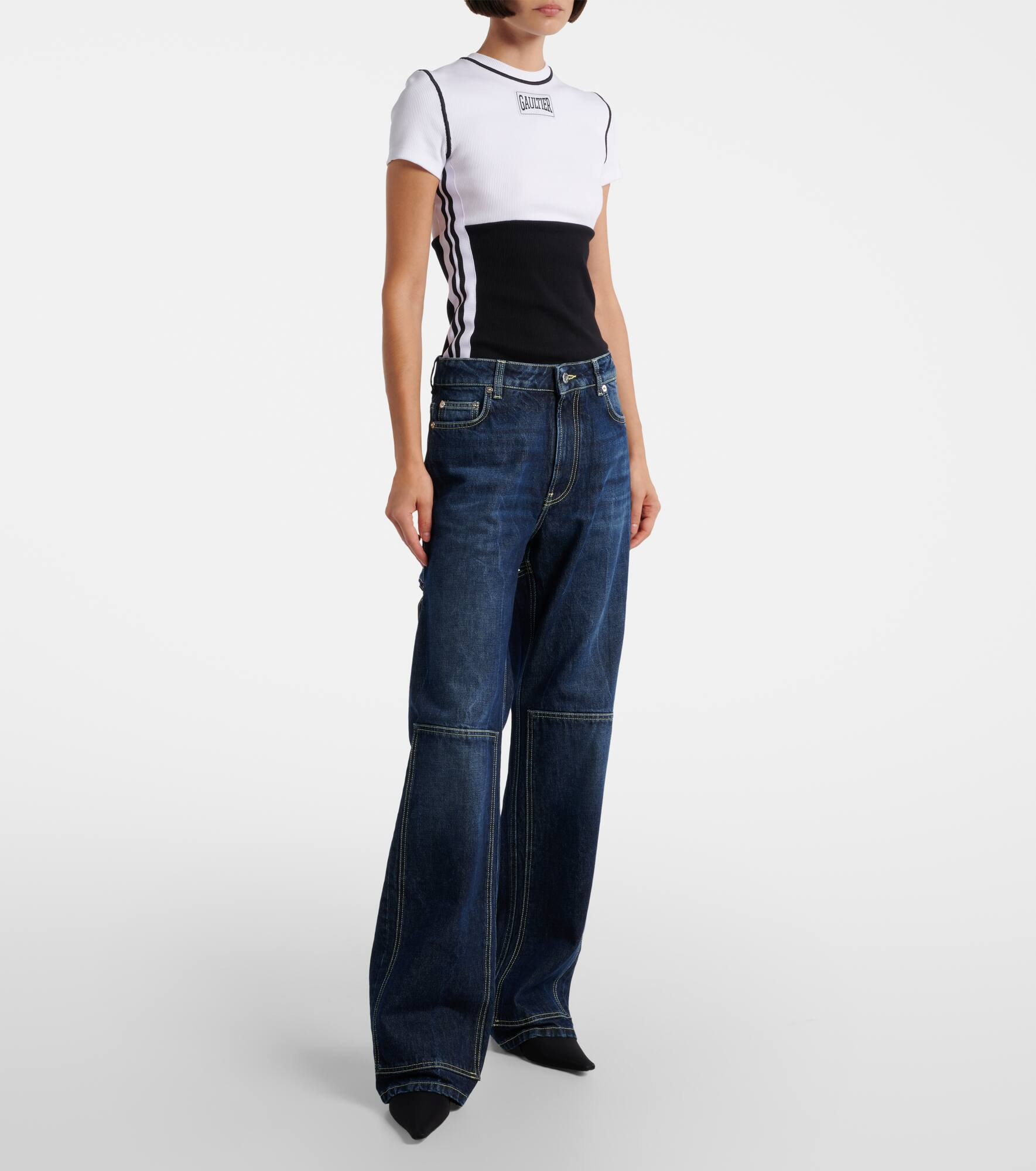 Cutout high-rise wide-leg jeans - 7