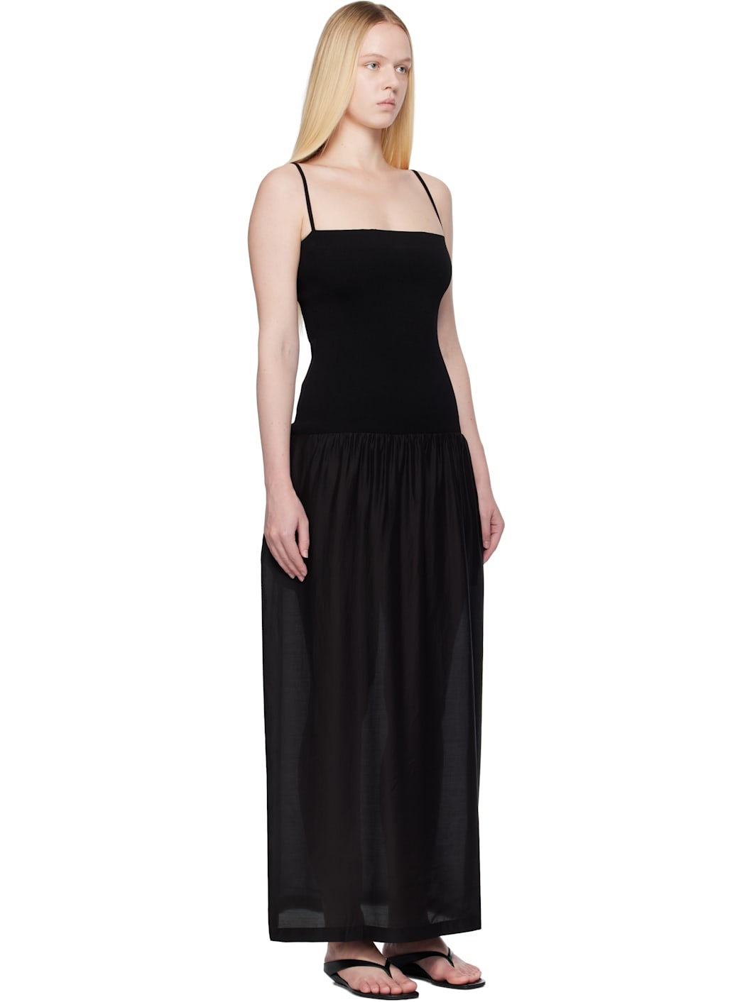 Black Silky Knit Maxi Dress - 2