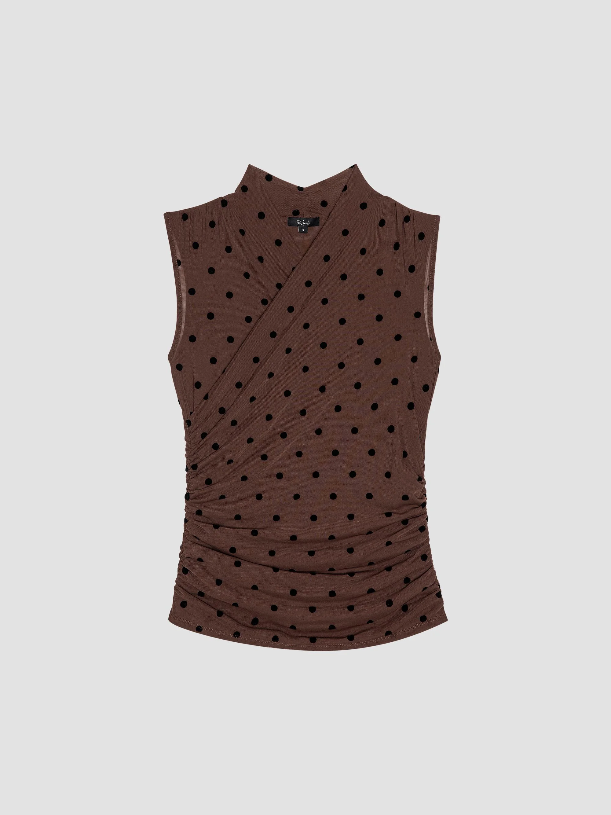 Women's Lauris Polka Dot Ruched Top - Chocolate Polka Dot - 1