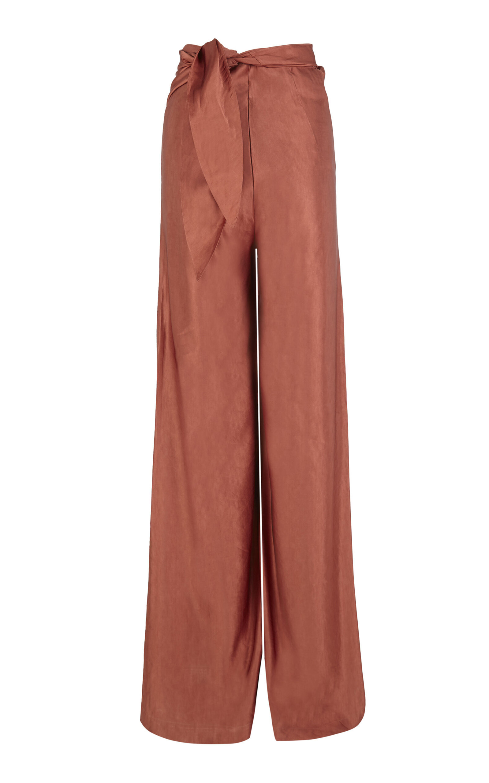Glow Linen-Blend Wide-Leg Wrap Pants red - 7