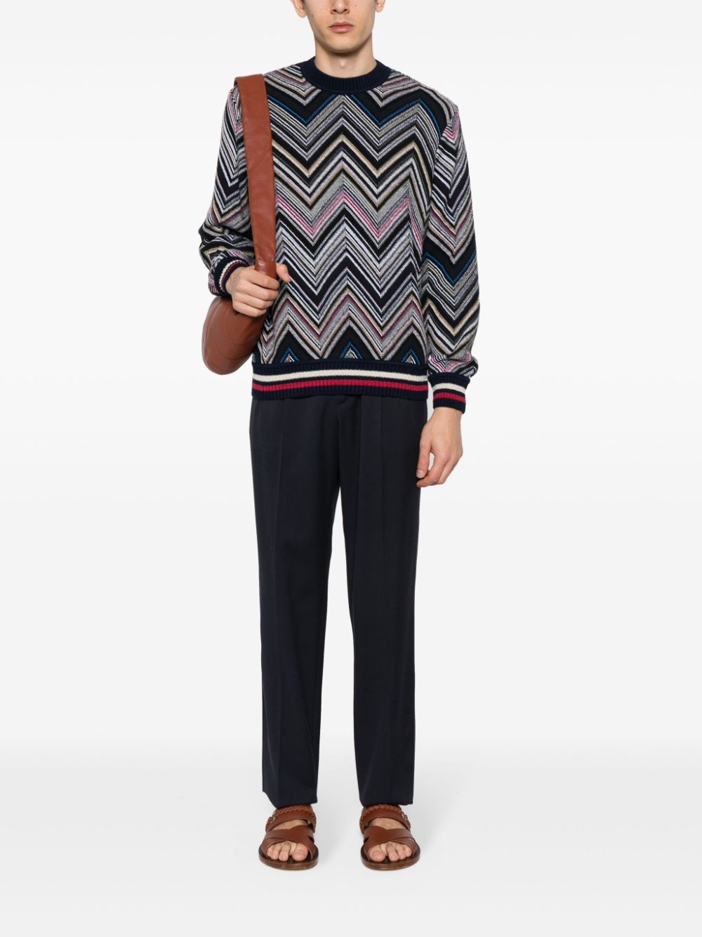 chevron-knit jumper - 2