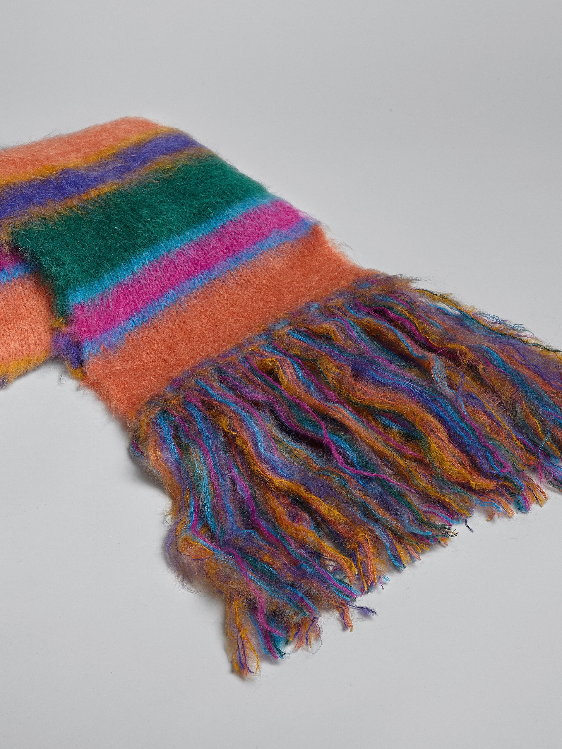 MULTICOLOUR STRIPED MOHAIR AND WOOL  SCARF - 3