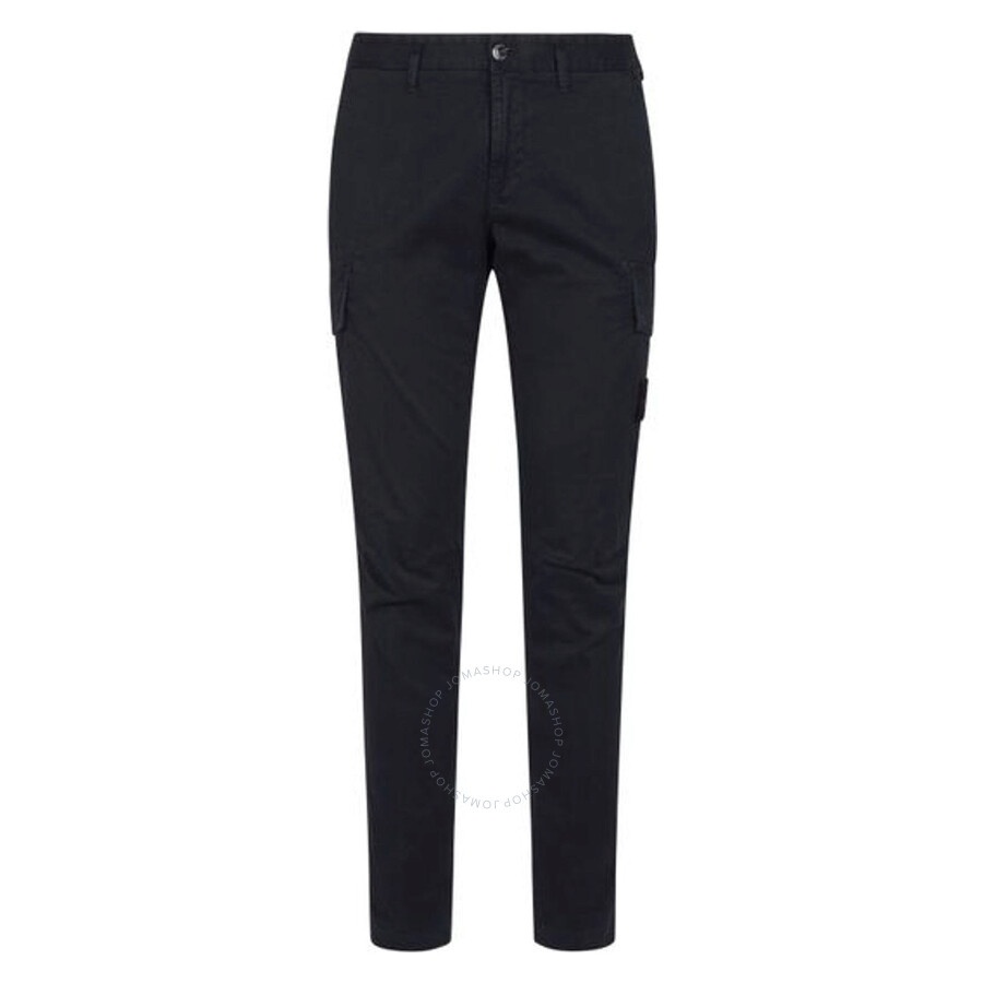 Stone Island Men's Navy Blue Mid-Rise Tapered Cargo Trousers - 1