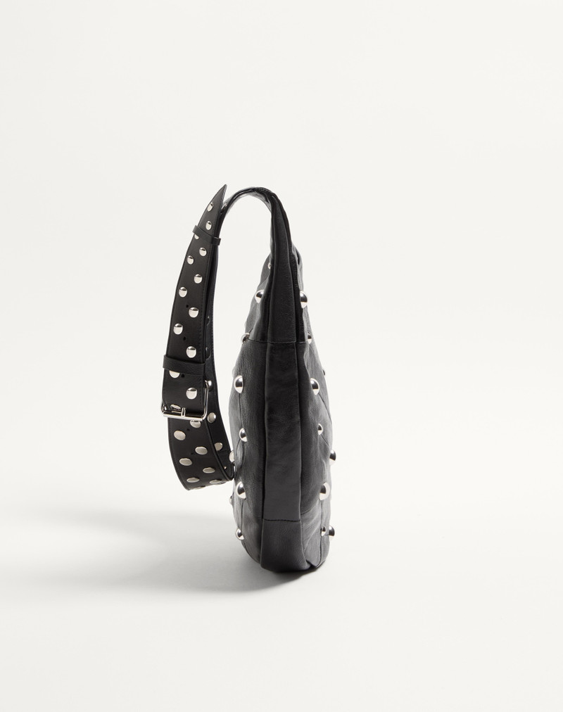 VALENTINO GARAVANI HOBOHO HOBO BAG IN CHEVRON PATTERN NAPPA LEATHER WITH STUDS. 4