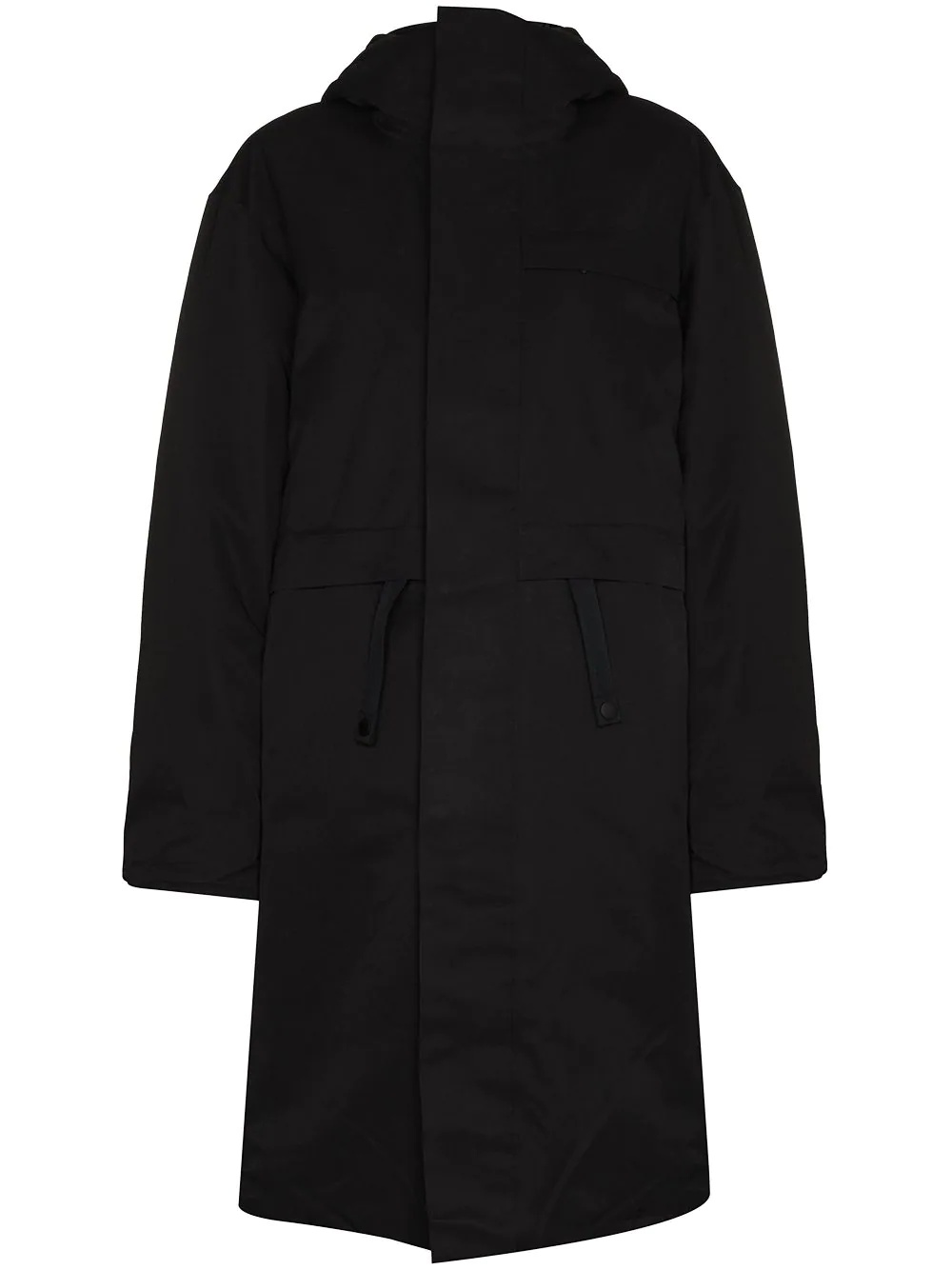 unisex hooded mid-length parka - 1