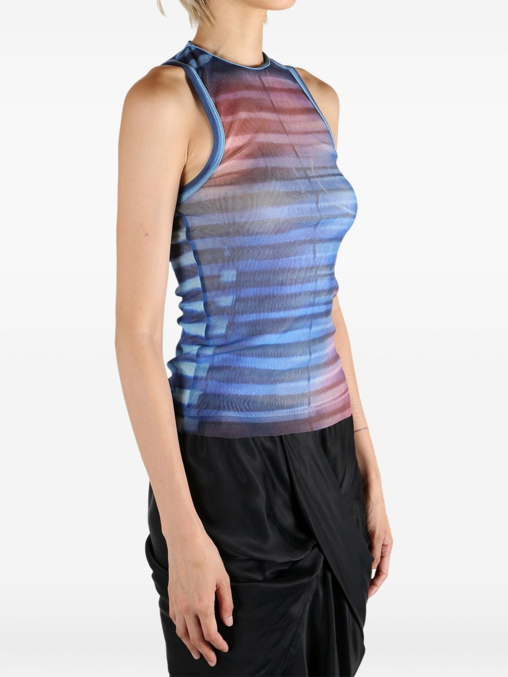 striped-pattern mesh top - 3