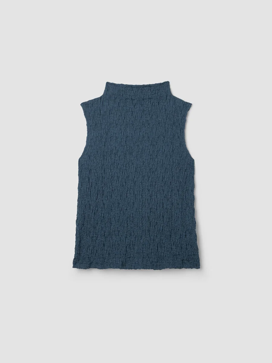 Bubble Jacquard Funnel Neck Top - 1