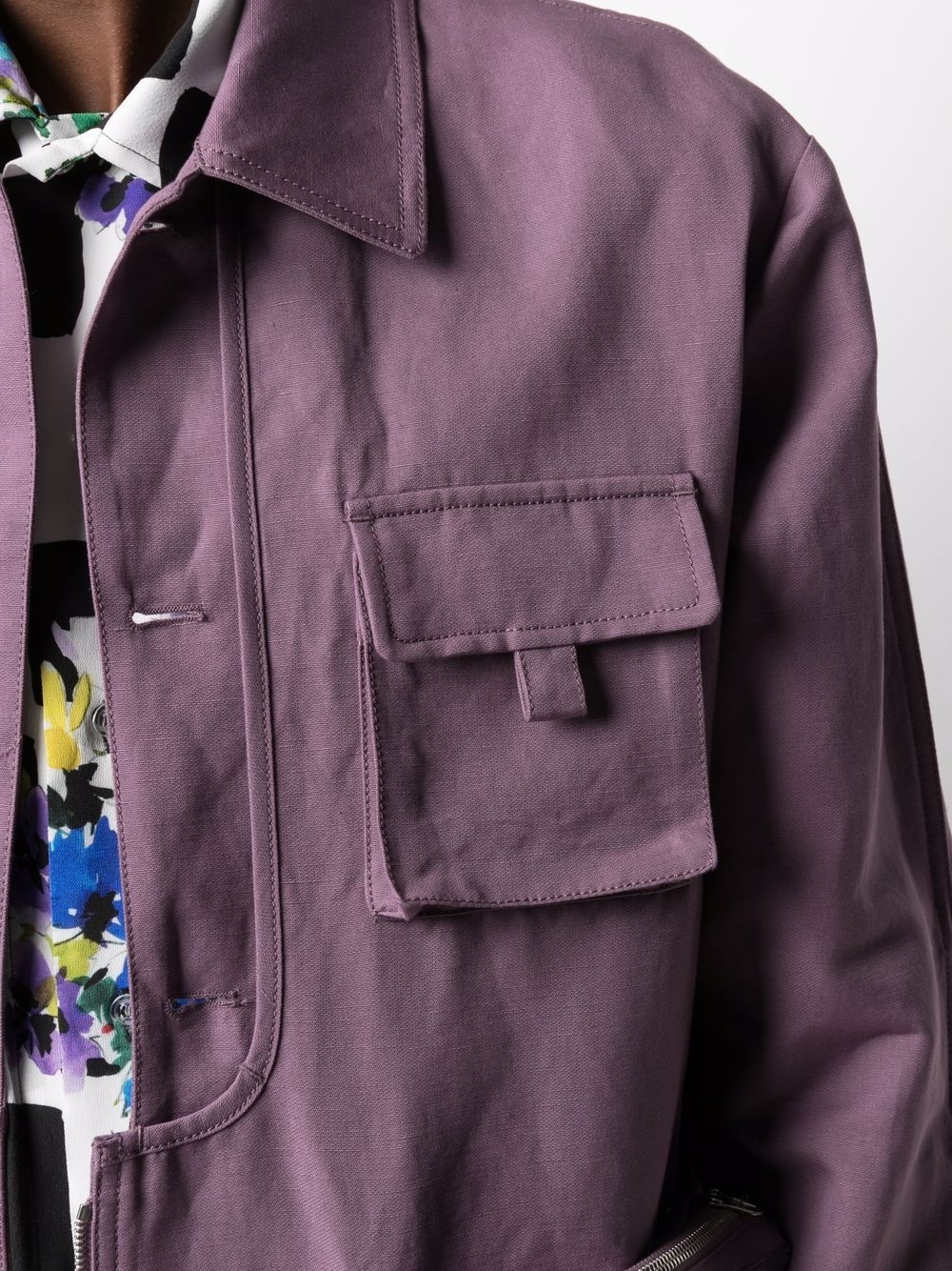multiple-pocket long-sleeve jacket - 5