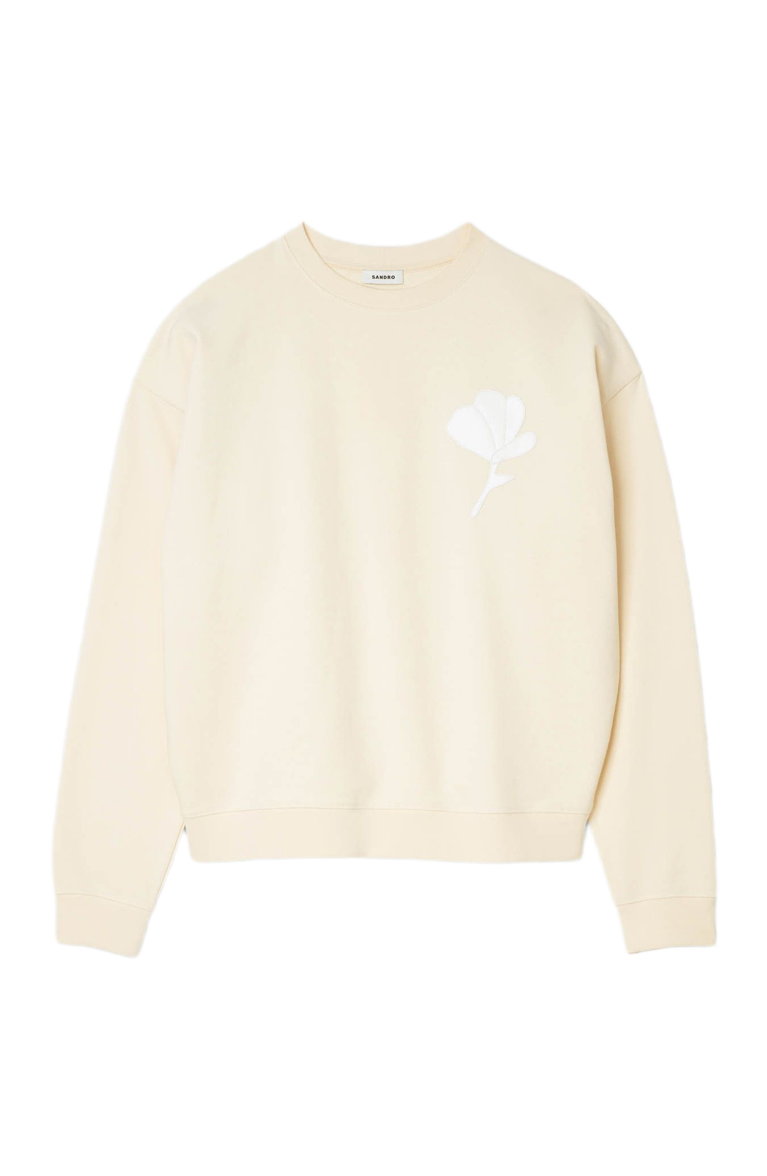SANDRO Wool sweater with flower detail in Butter Cream at Nordstrom - 5
