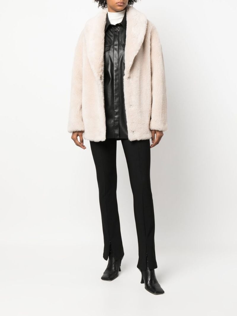 fitted lamb-fur short coat - 4