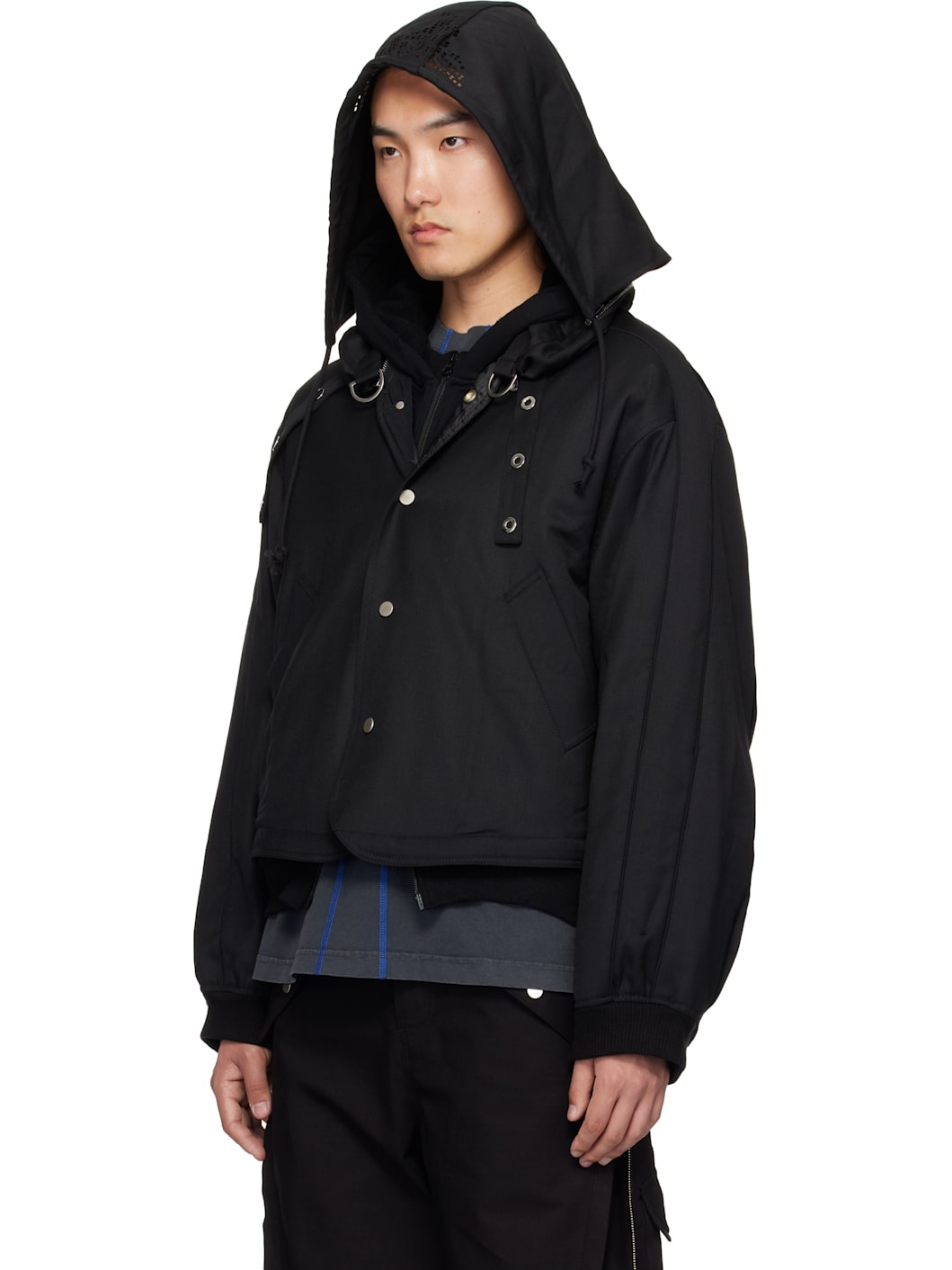 Black Reia Hooded Parachute Jacket - 4