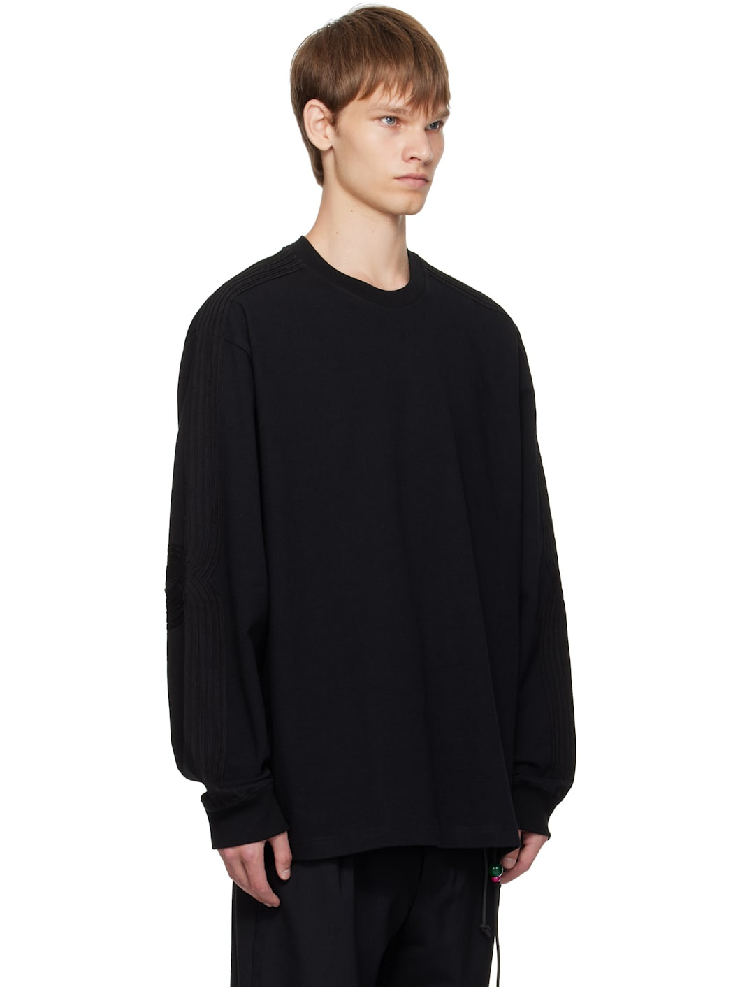 Black Appliqué Oversized Crew Neck Sweatshirt - 2
