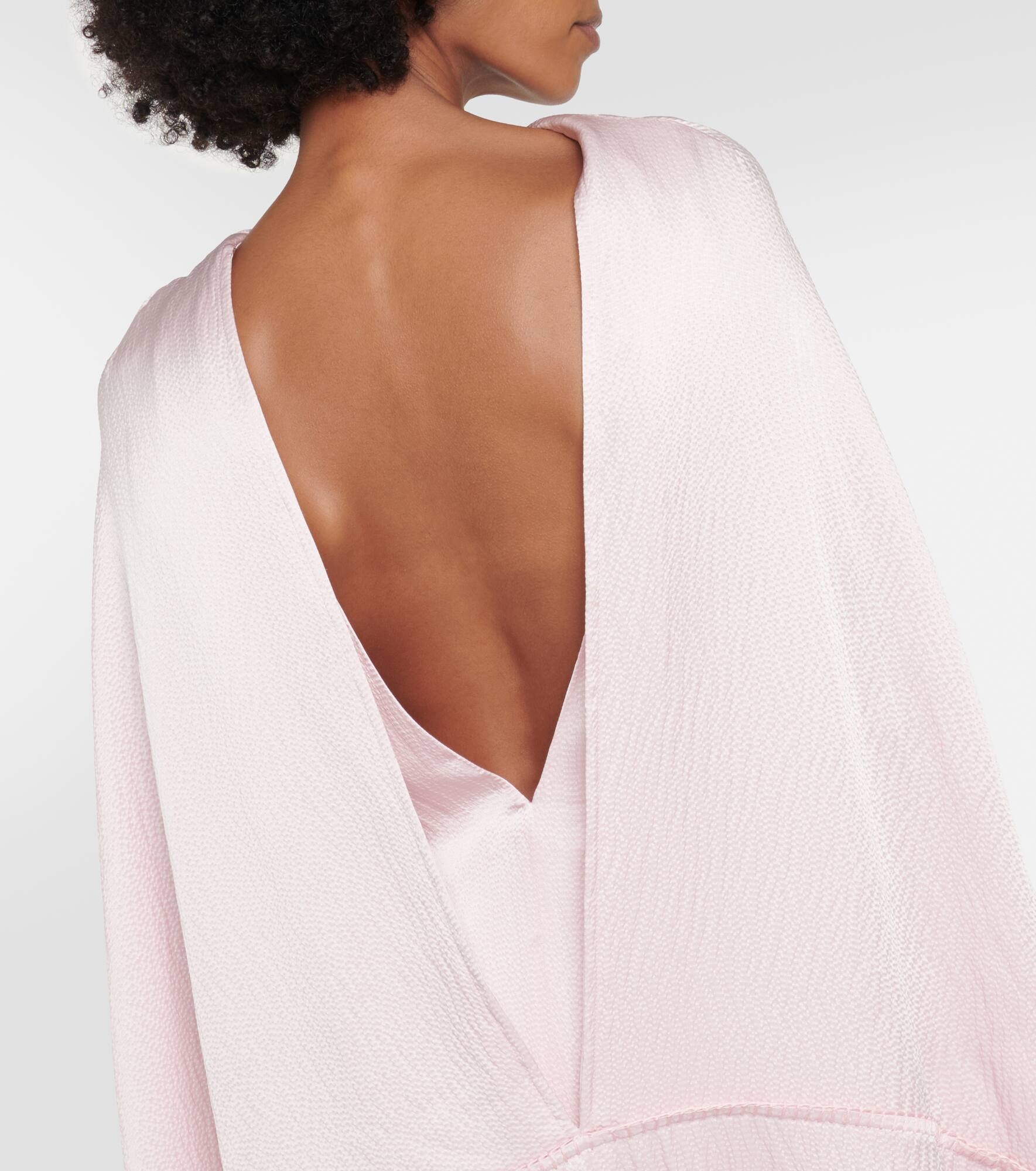 Caped silk satin gown - 5