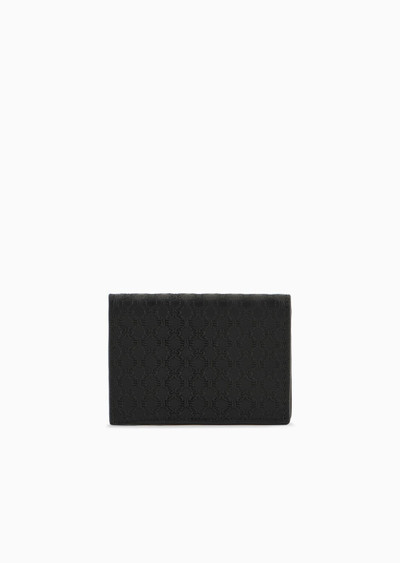 EMPORIO ARMANI Leather card holder with flap and all-over embossed pattern outlook