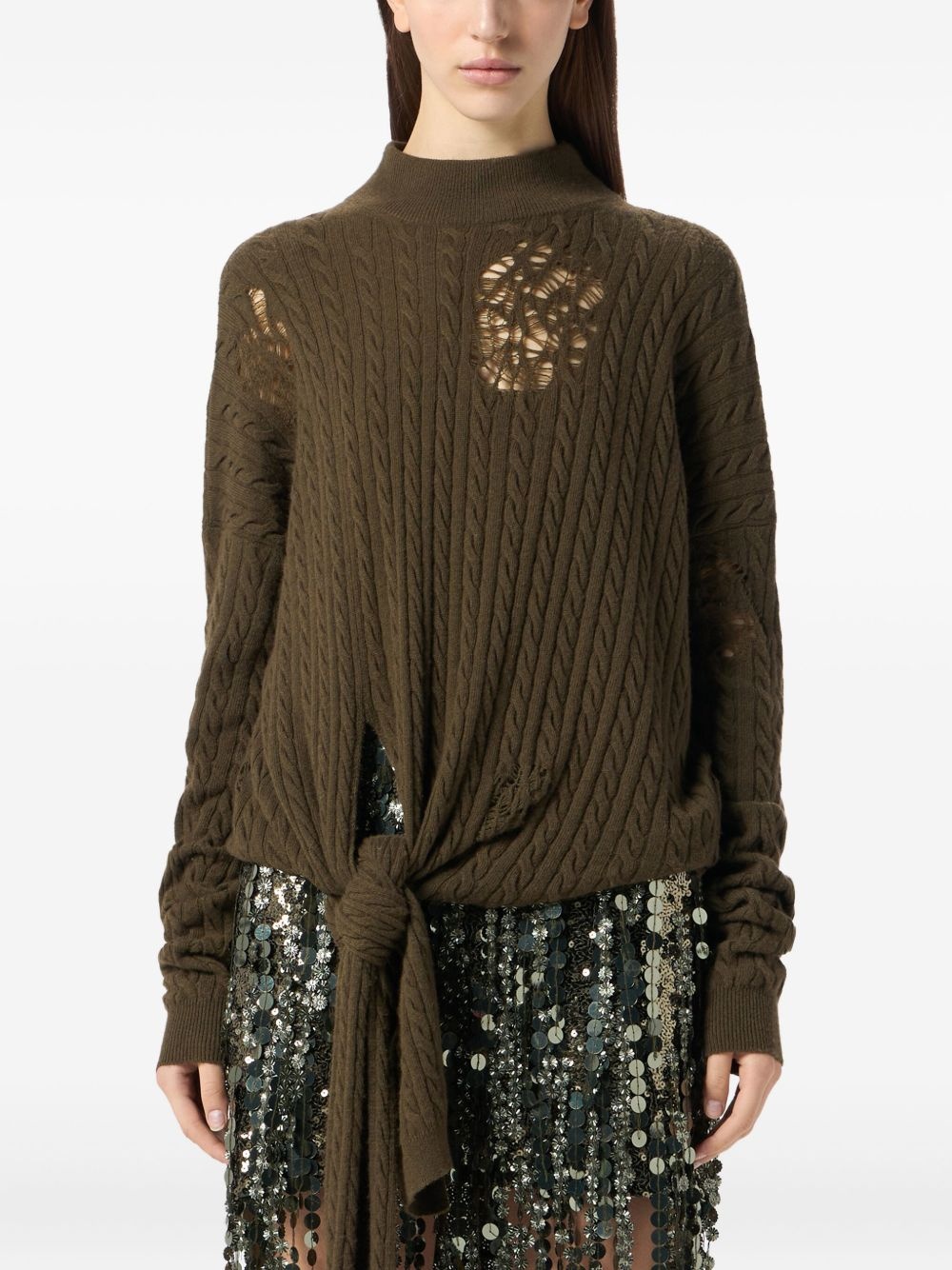 tie-detail sweater - 3