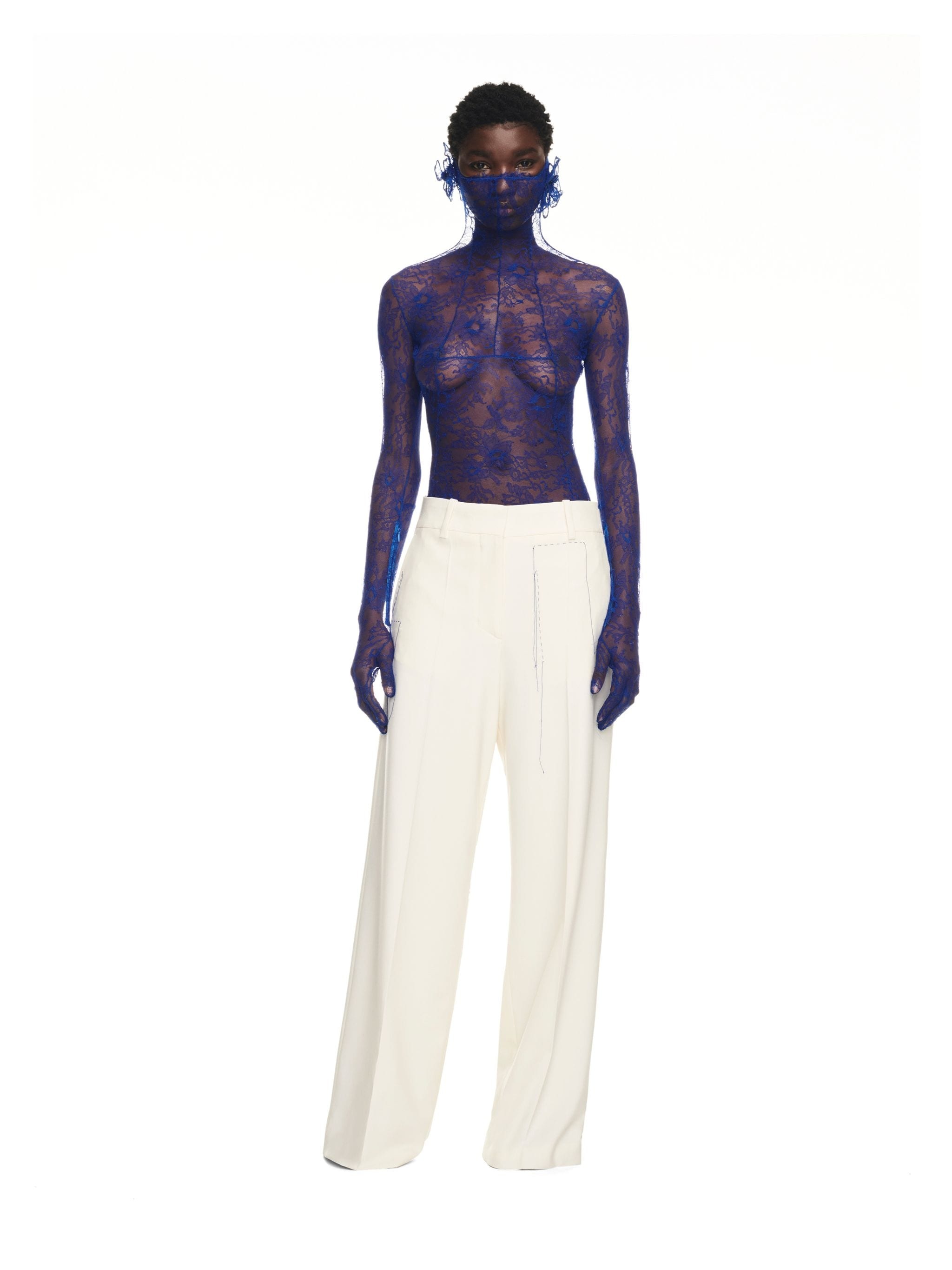 Wo Blend Stitching Over Pant White A Whi - 2
