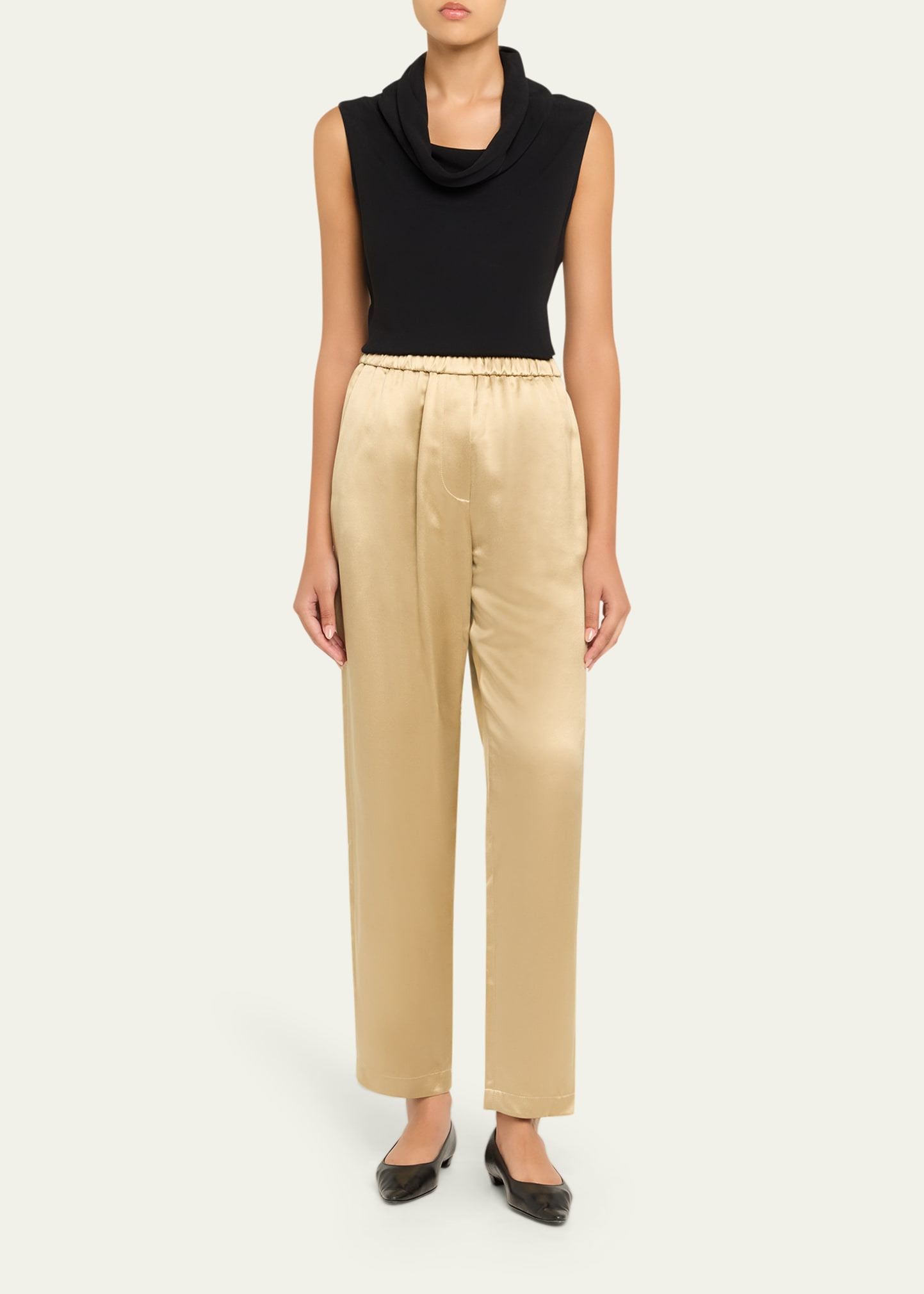 Relaxed-Leg Silk Pull-On Trousers - 2