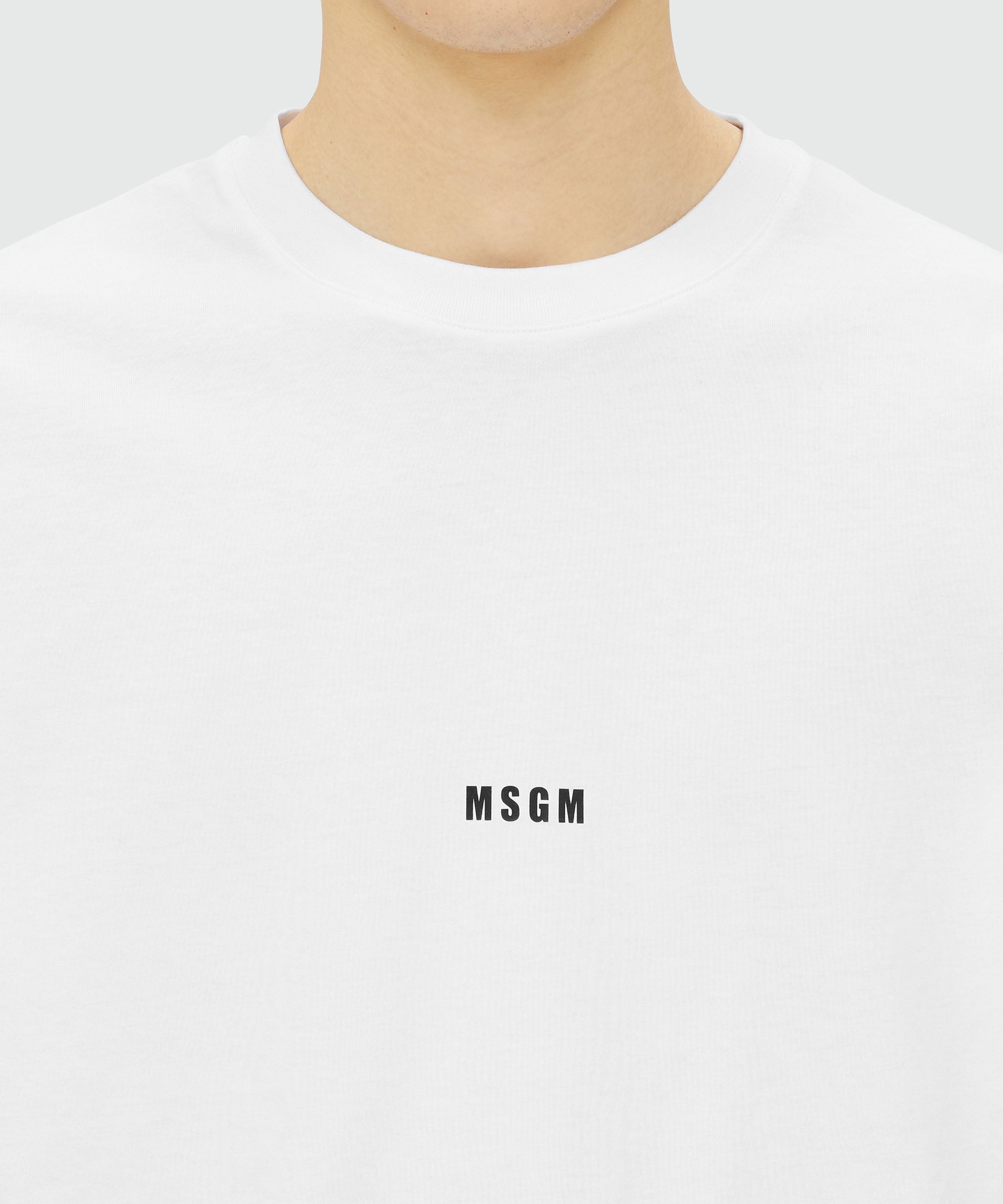 White jersey T-shirt with micro logo print - 5