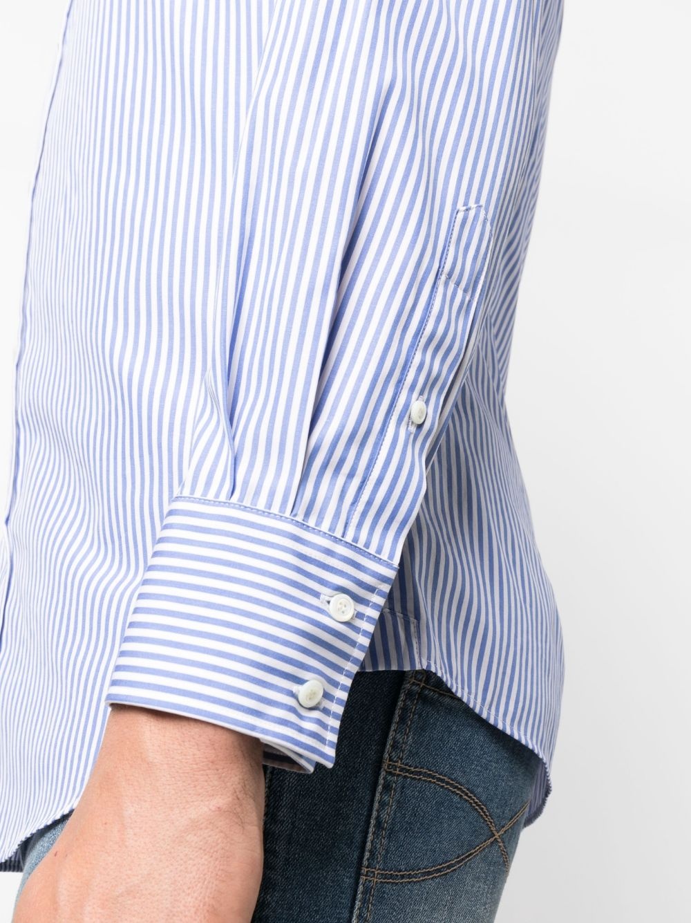 striped long-sleeved cotton shirt - 5