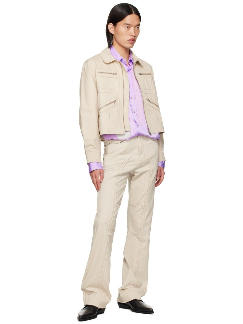EDWARD CUMING Beige Spread Collar Jacket outlook