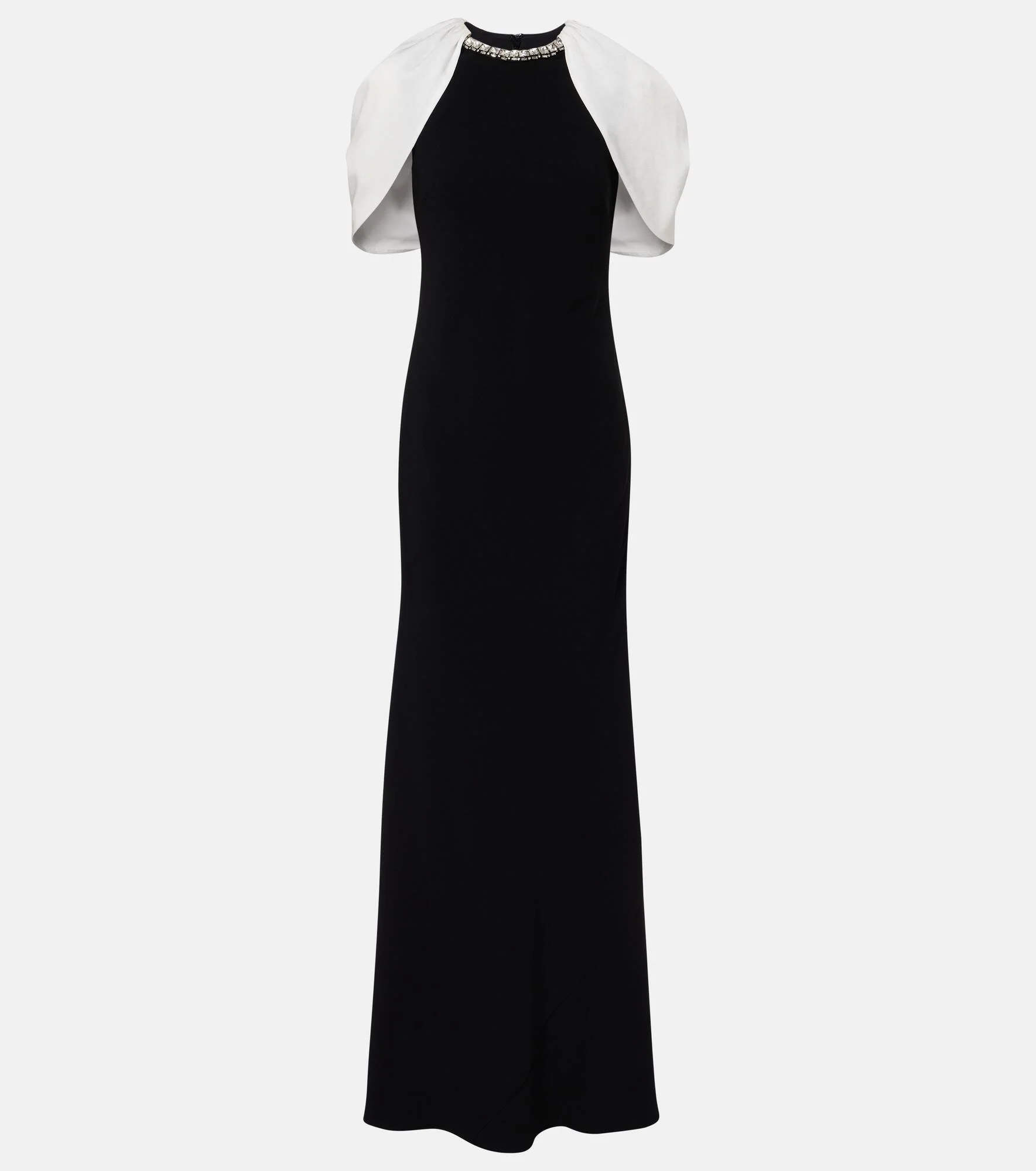 Embellished caped satin crêpe gown - 1