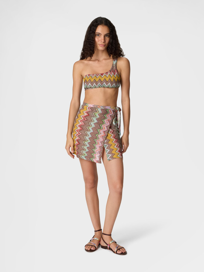 Missoni Mini pareo skirt in lamé viscose with macro zigzag pattern outlook