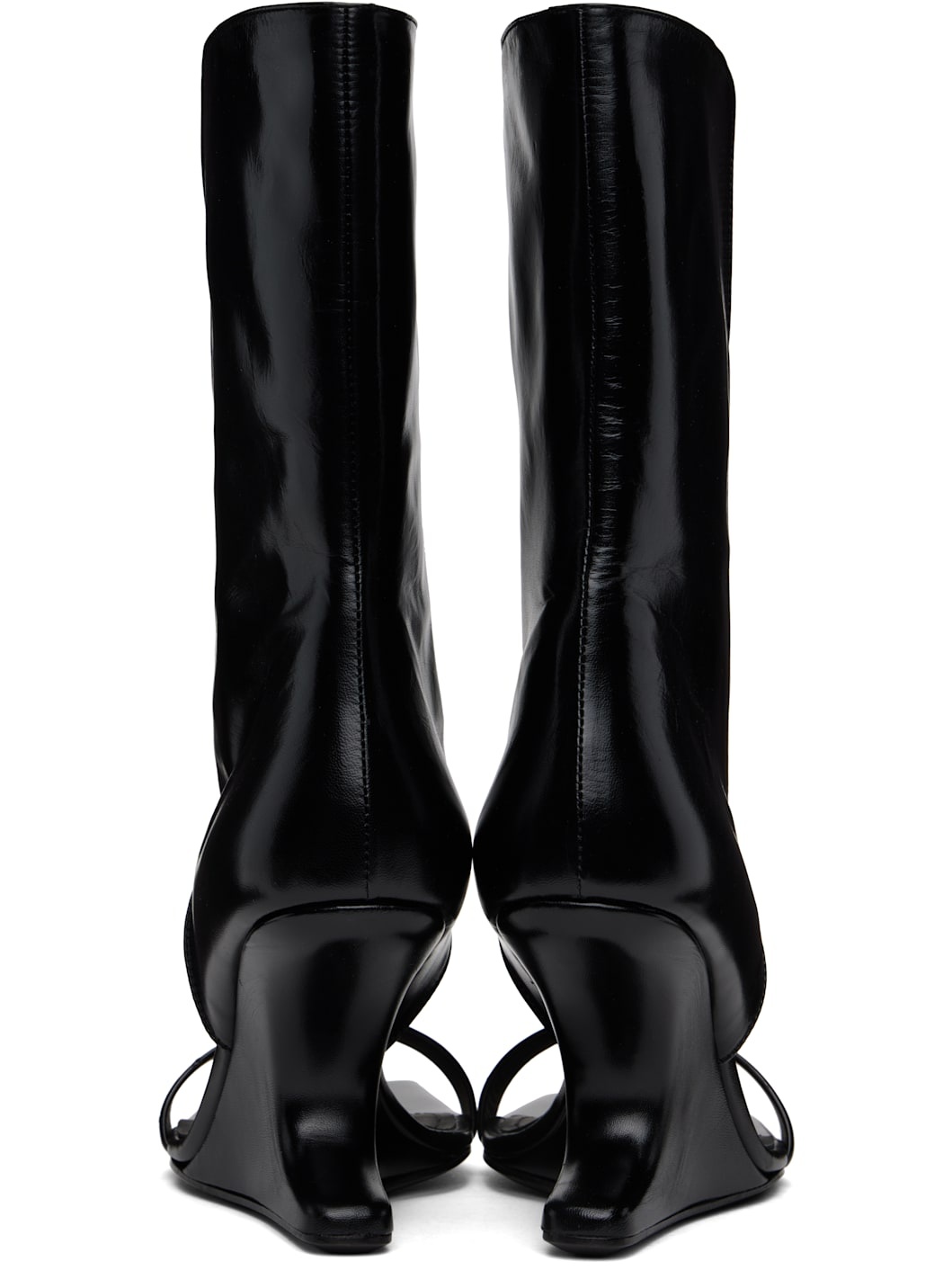Black Hollywood Winged Cantilever 8 Heeled Sandals - 2