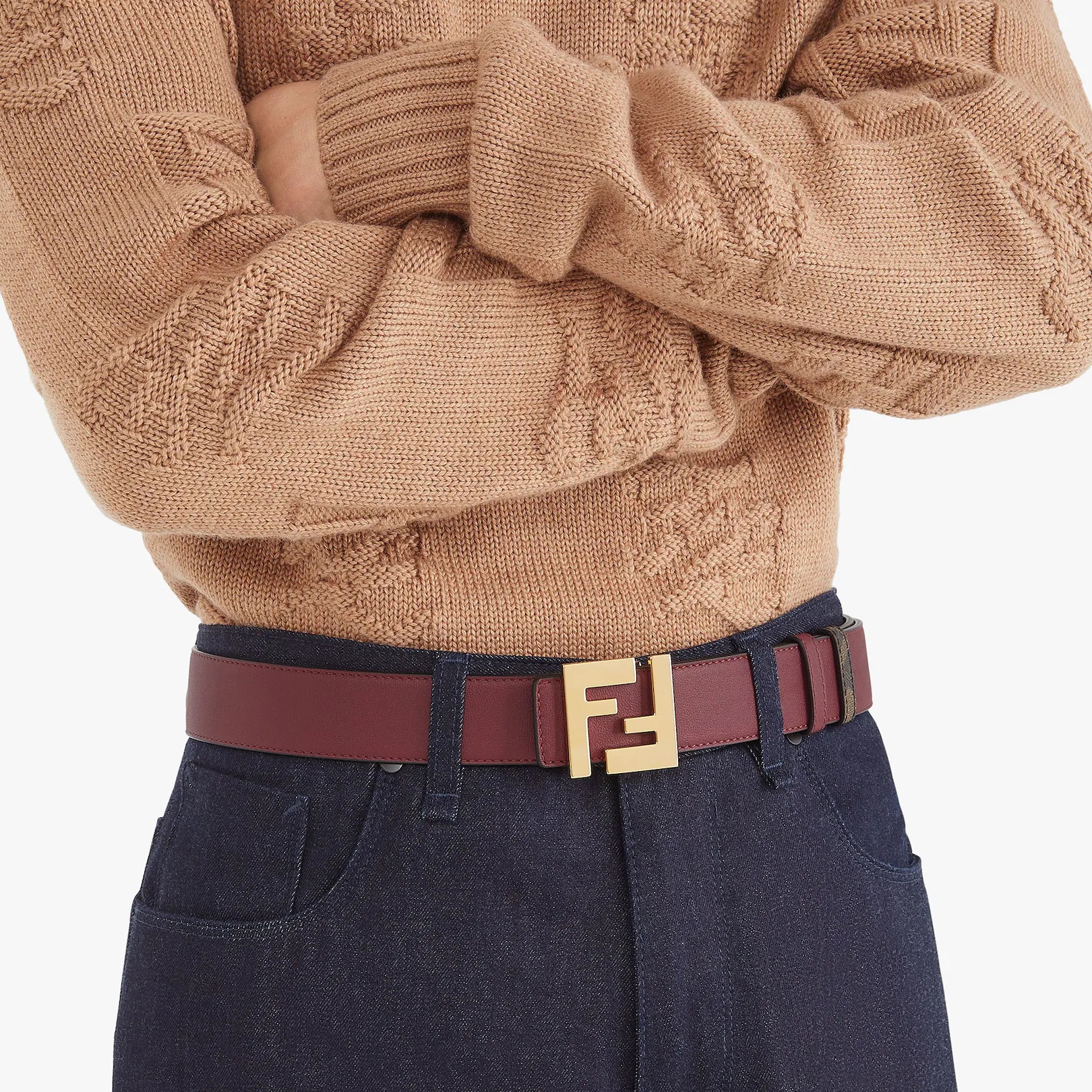 Burgundy leather belt - 3
