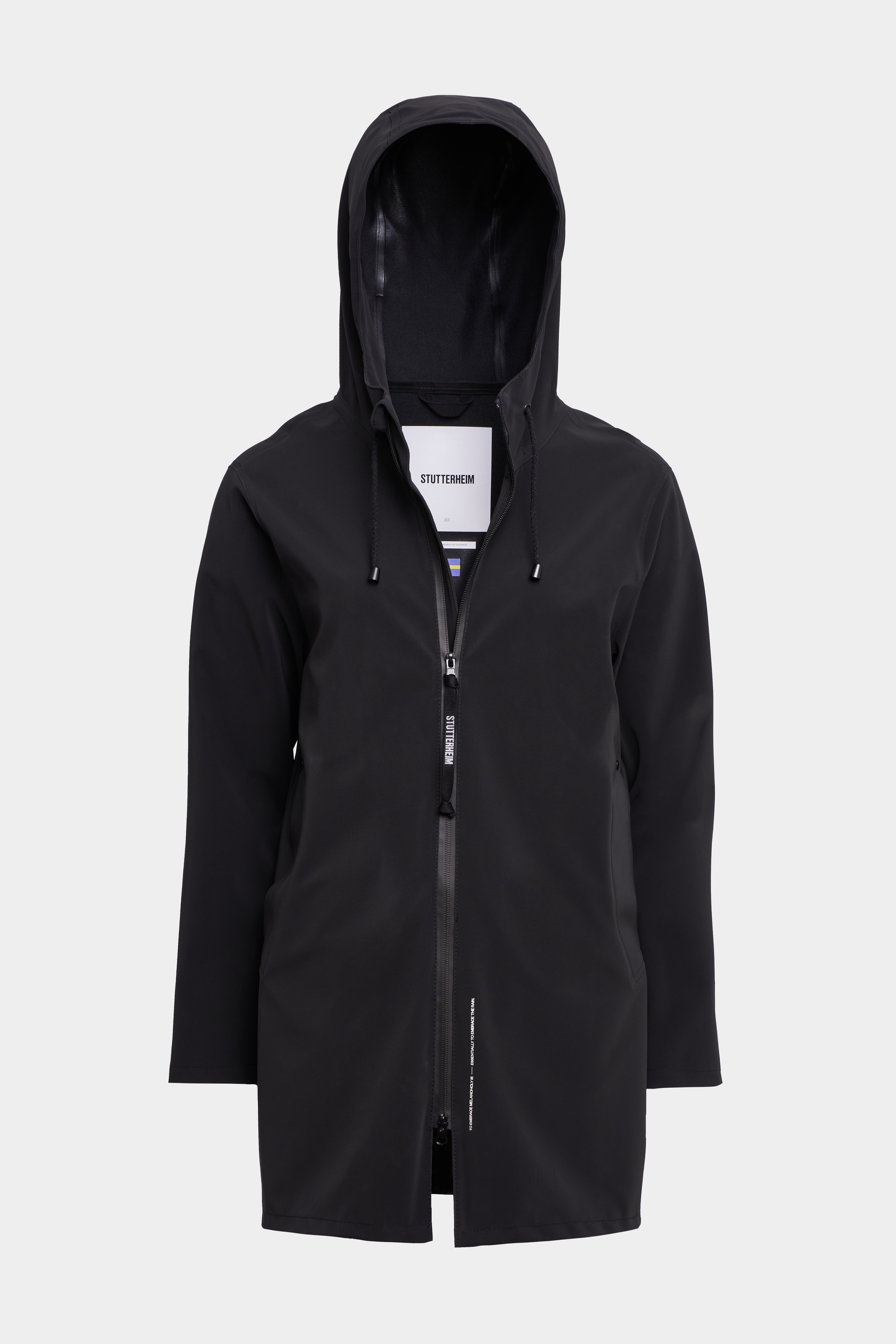 Stockholm Lightweight Matte Zip Raincoat Black - 1