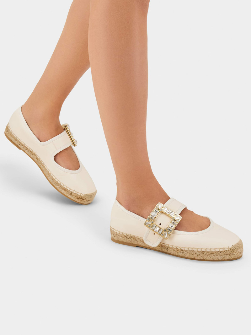 Roger Vivier Strass Buckle Babies Espadrilles in Soft Leather outlook