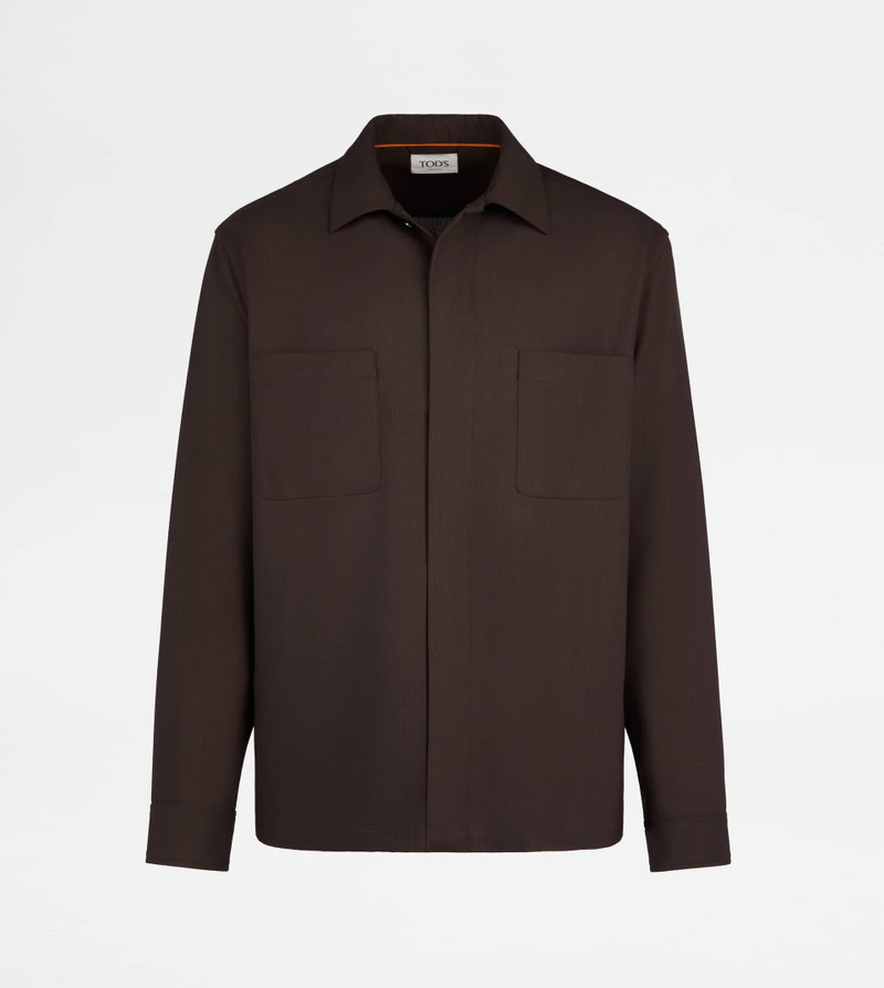 SHIRT IN WOOL - BROWN 1