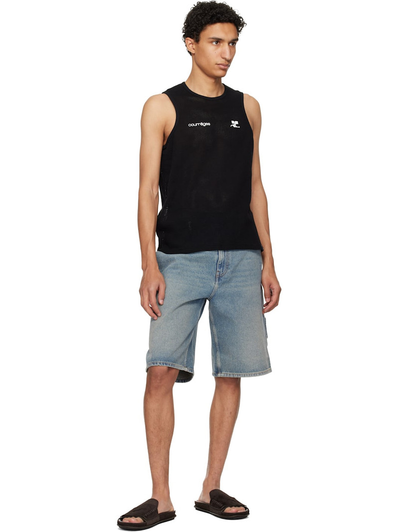 courrèges Black Printed Mesh Tank Top outlook