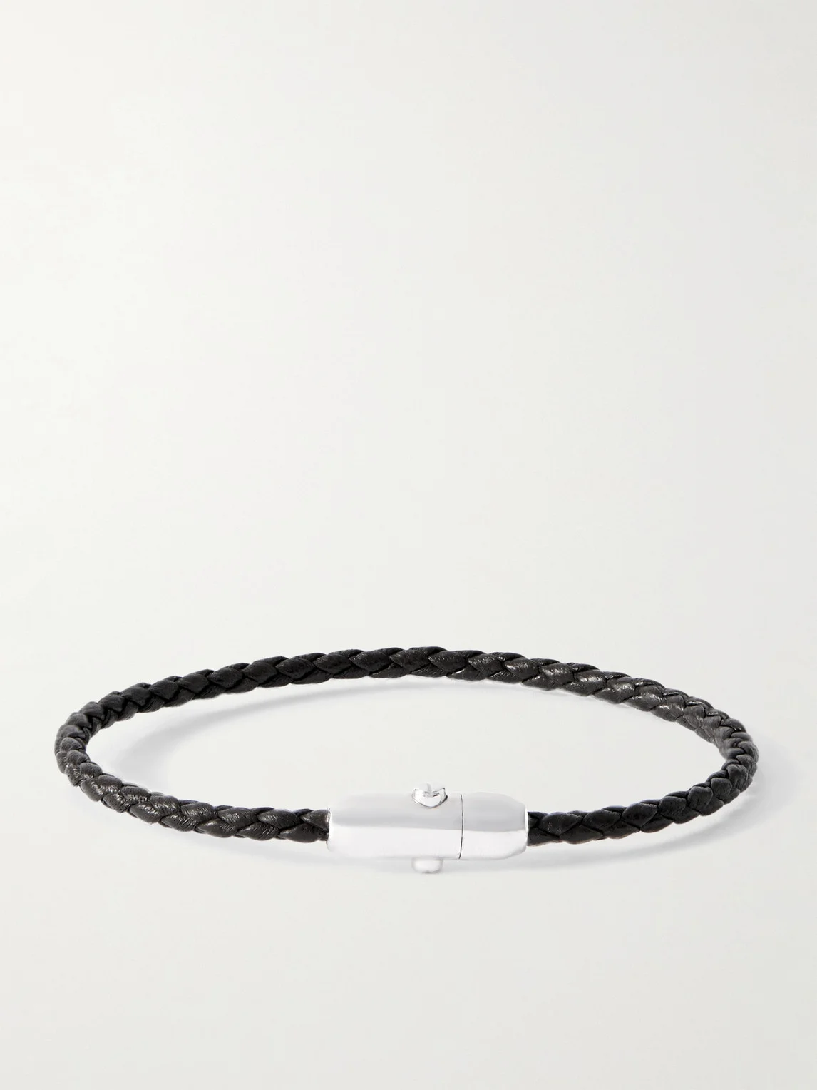 Sterling Silver Intrecciato Leather Bracelet - 1