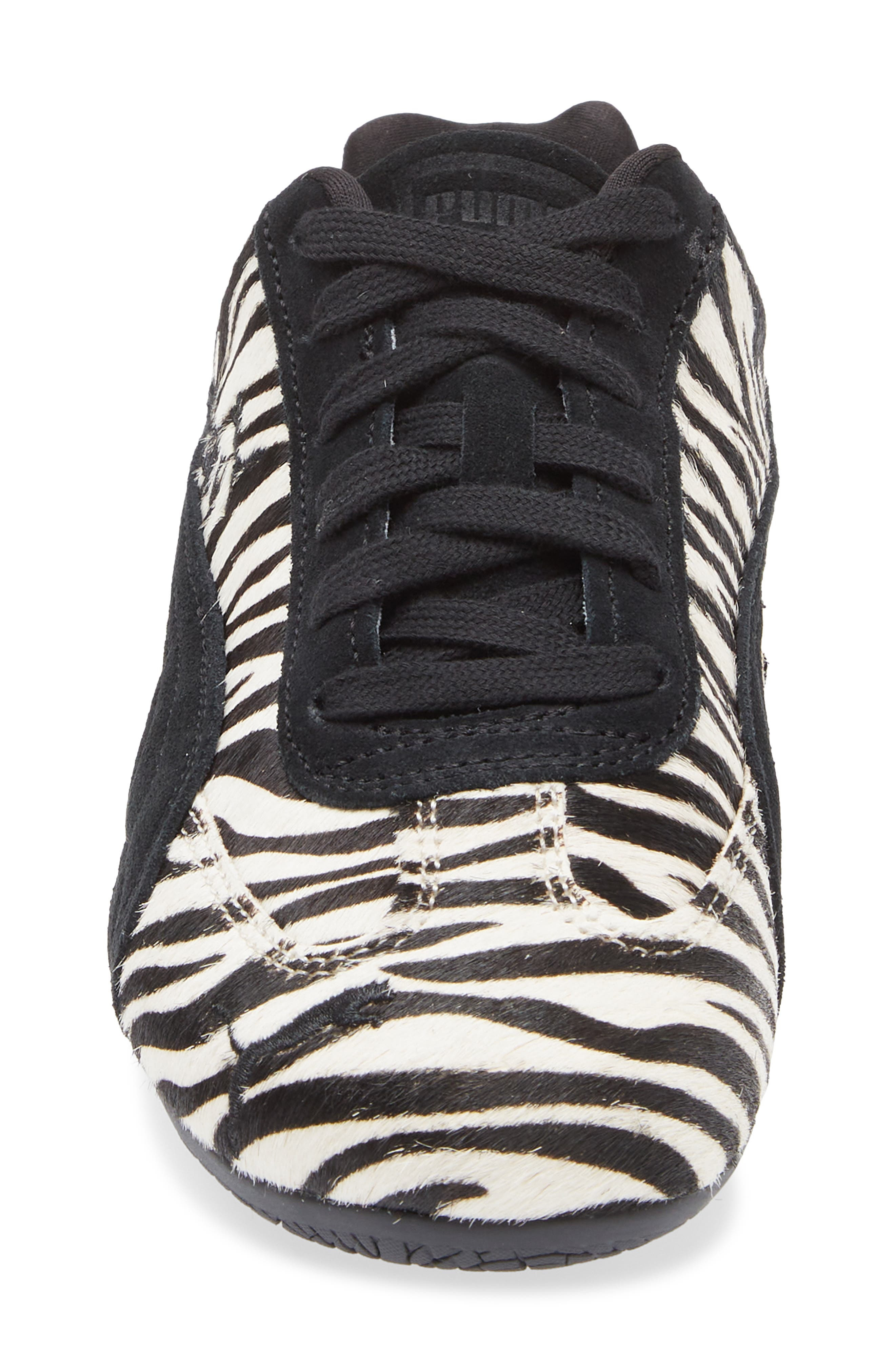 PUMA Speedcat Zebra Print Genuine Calf Hair Sneaker in Warm White/Puma Black at Nordstrom - 4