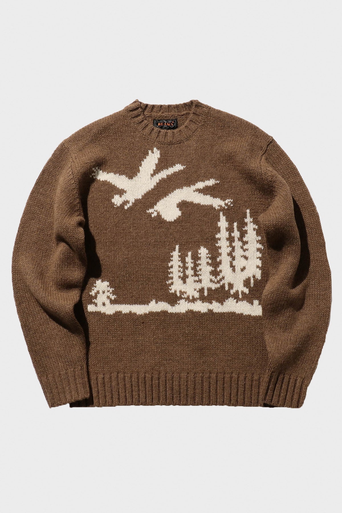 Crew Neck Intarsia 3G - Brown (DUCK) - 1