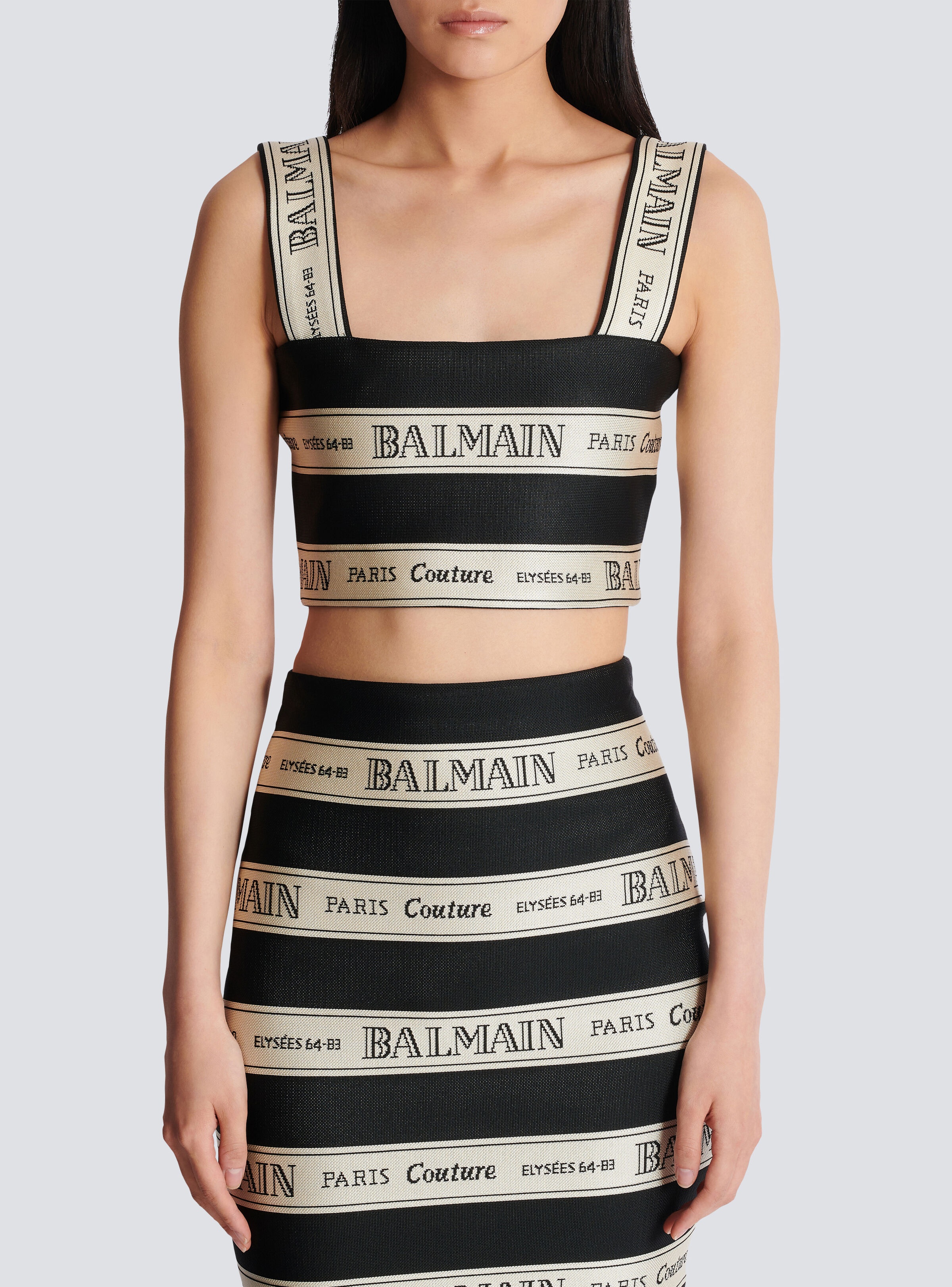 Balmain ribbon jacquard crop top - 5