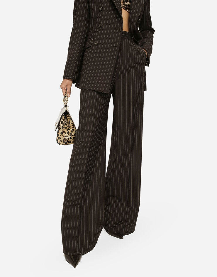 Pinstripe wool palazzo pants - 4