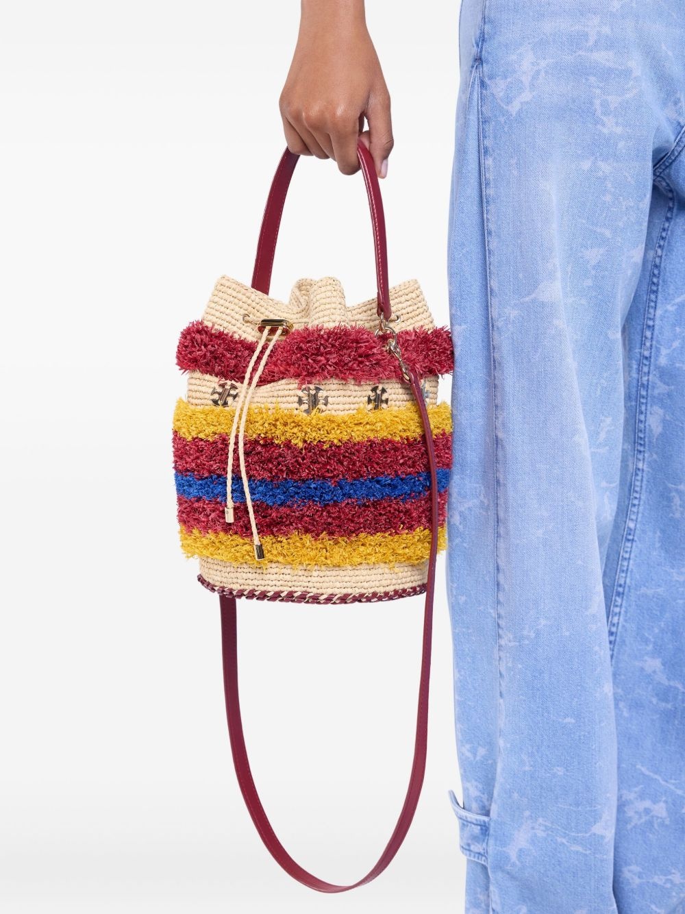 woven striped bucket bag - 4