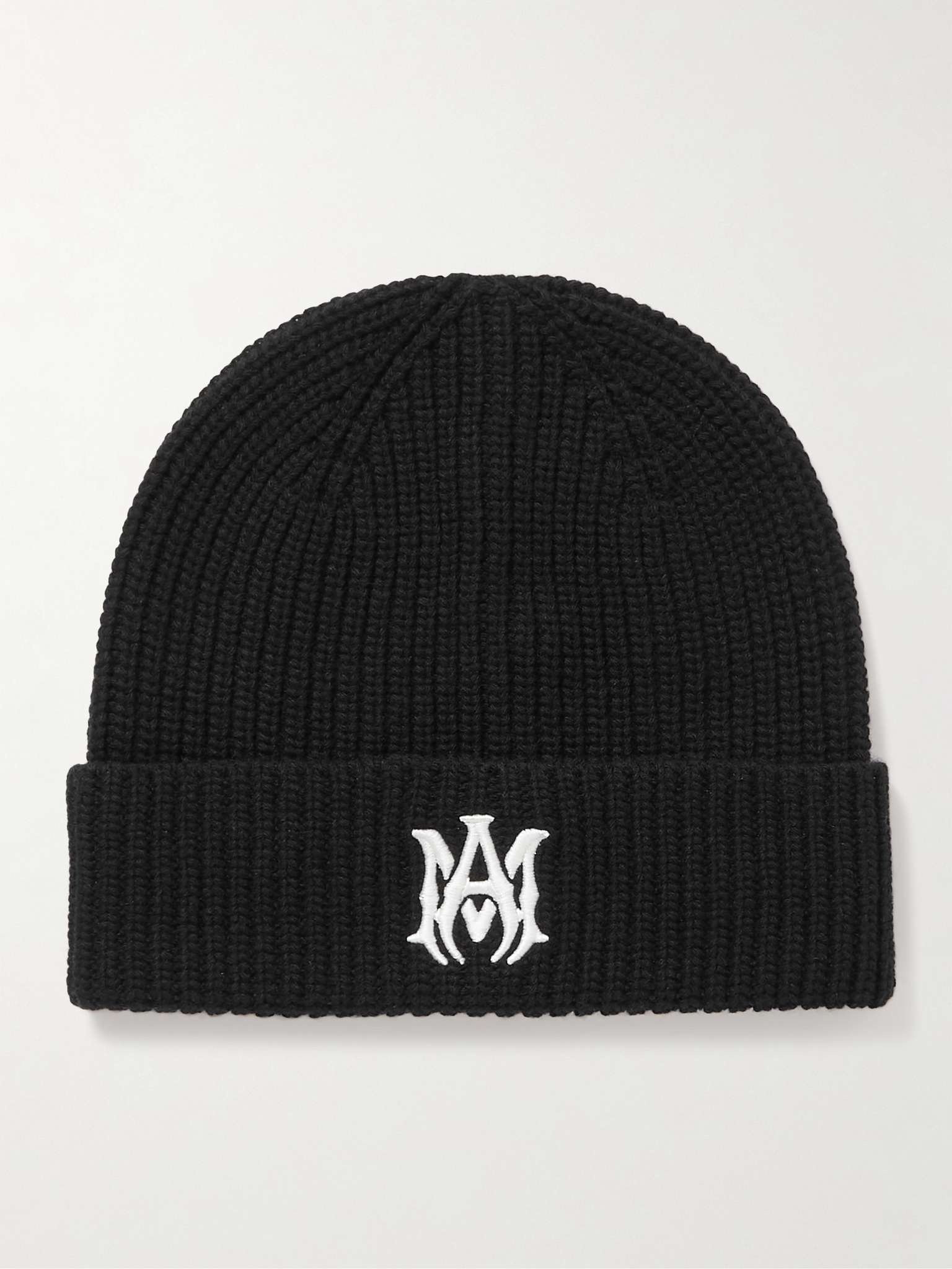 Logo-Embroidered Ribbed Cashmere Beanie - 1