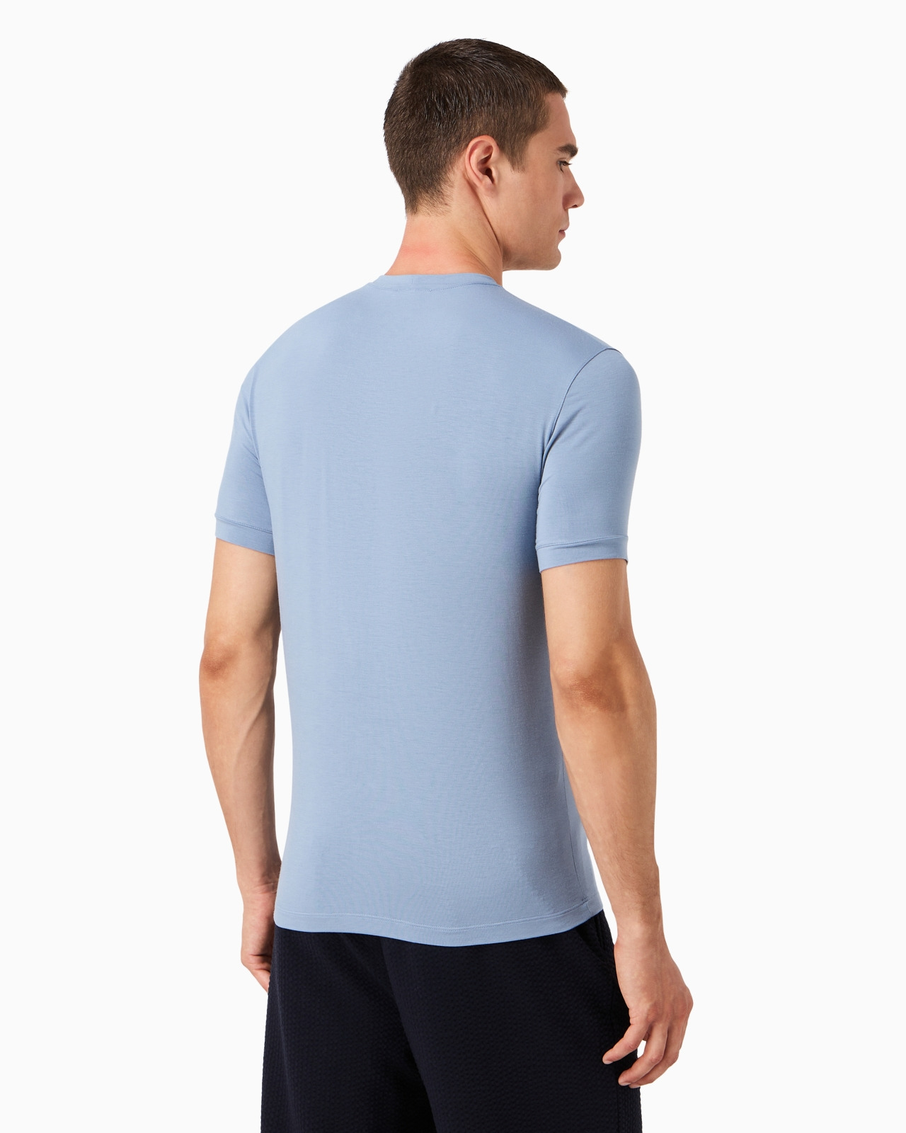 Crew-neck short-sleeved T-shirt in stretch viscose jersey - 3