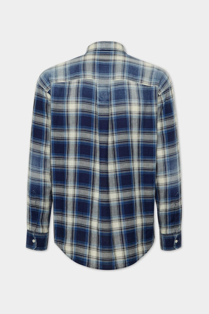 DSQUARED2 D2 WASHED CHECK INDIGO DROPPED SHOULDER SHIRT outlook