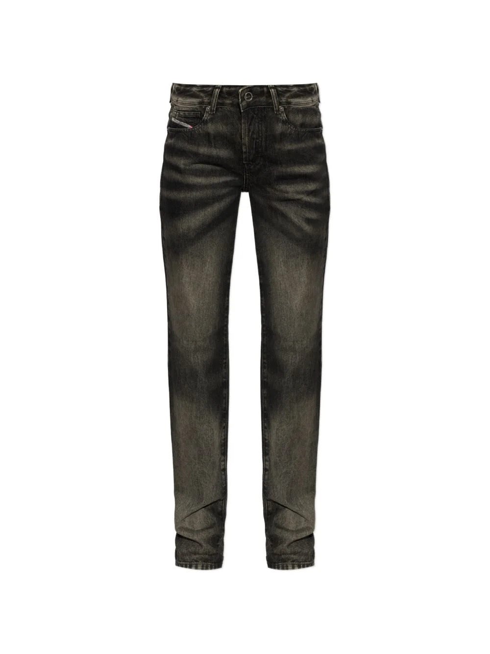 washed straight-leg jeans - 1