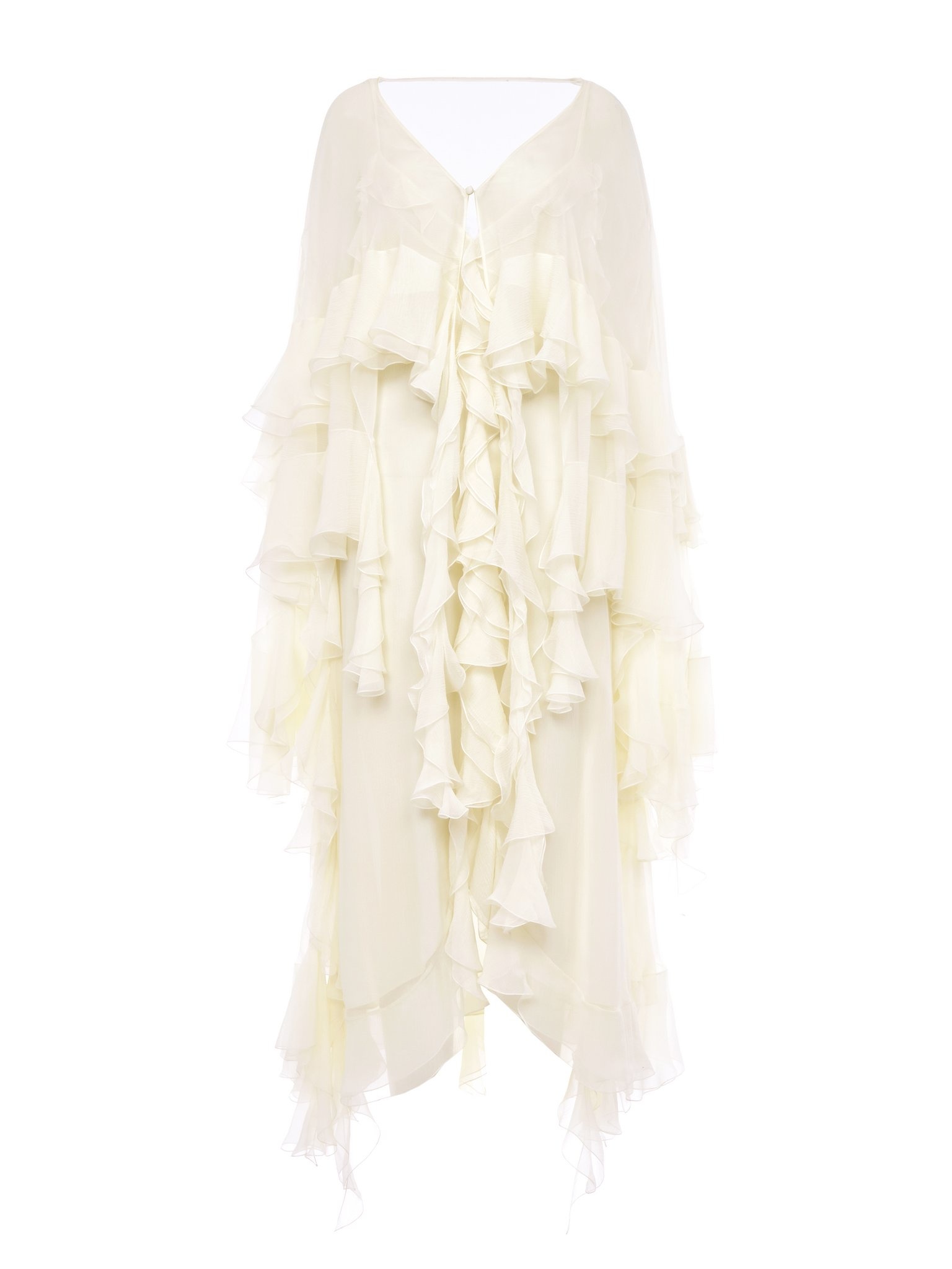 LONG RUFFLED DRESS IN SILK MOUSSELINE - 1