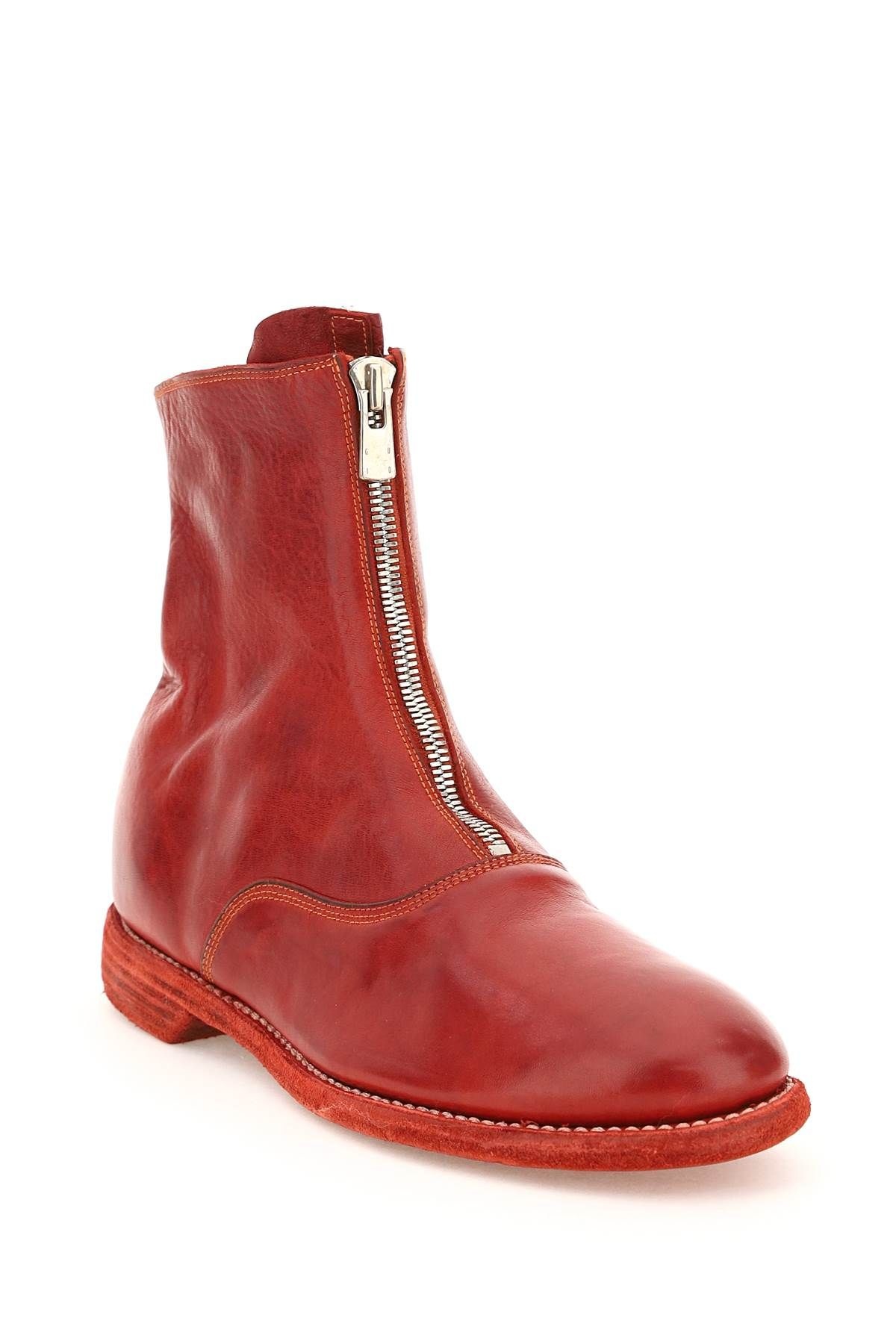 FRONT ZIP LEATHER ANKLE BOOTS - 4