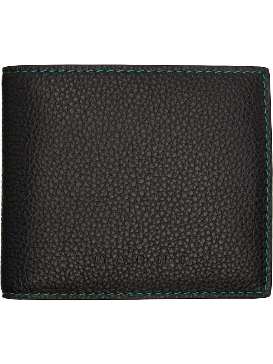 Black Contrast Stitching Leather Bifold Wallet - 1