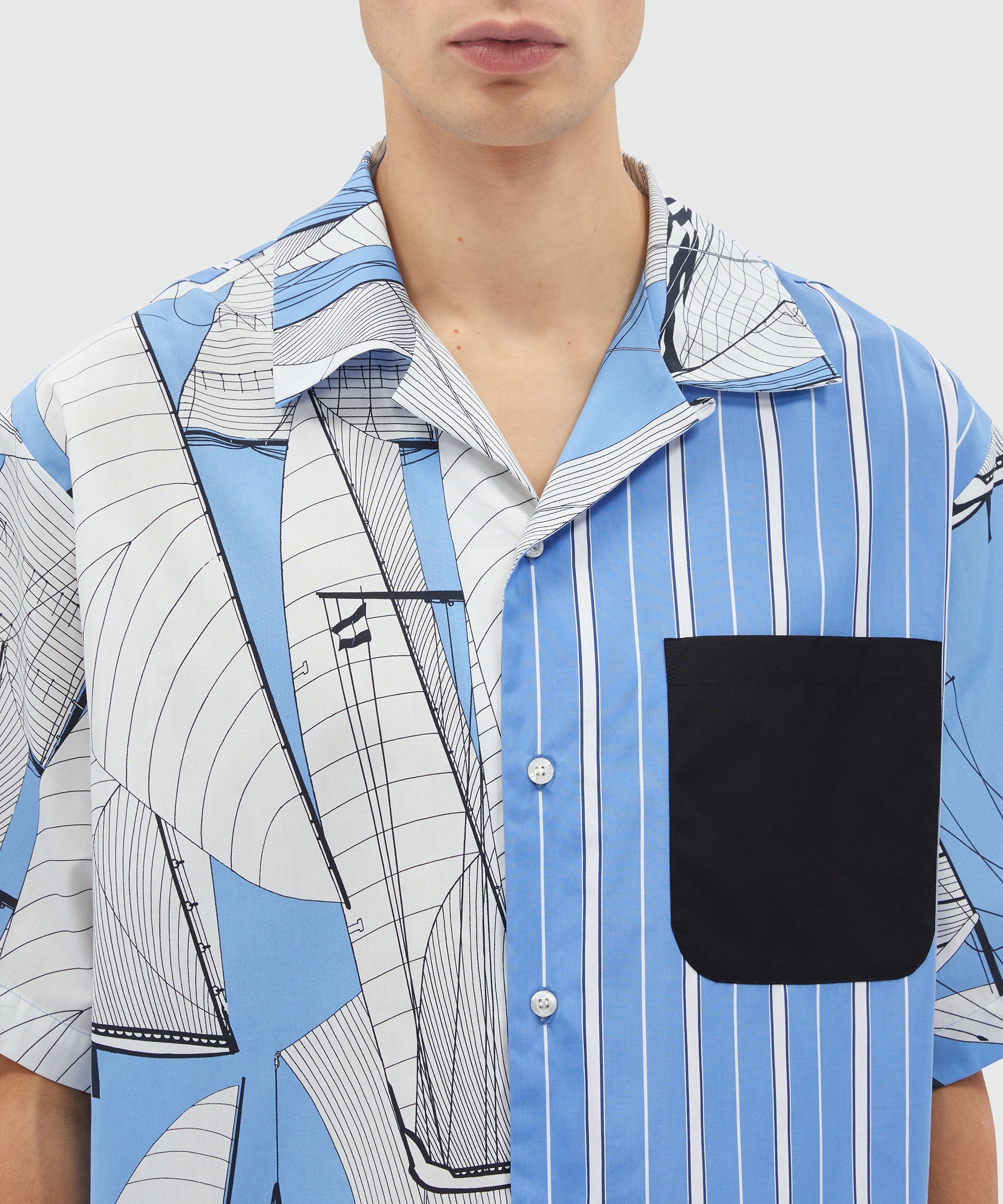 Shirt in striped patterned poplin and "Sail race" print - 5