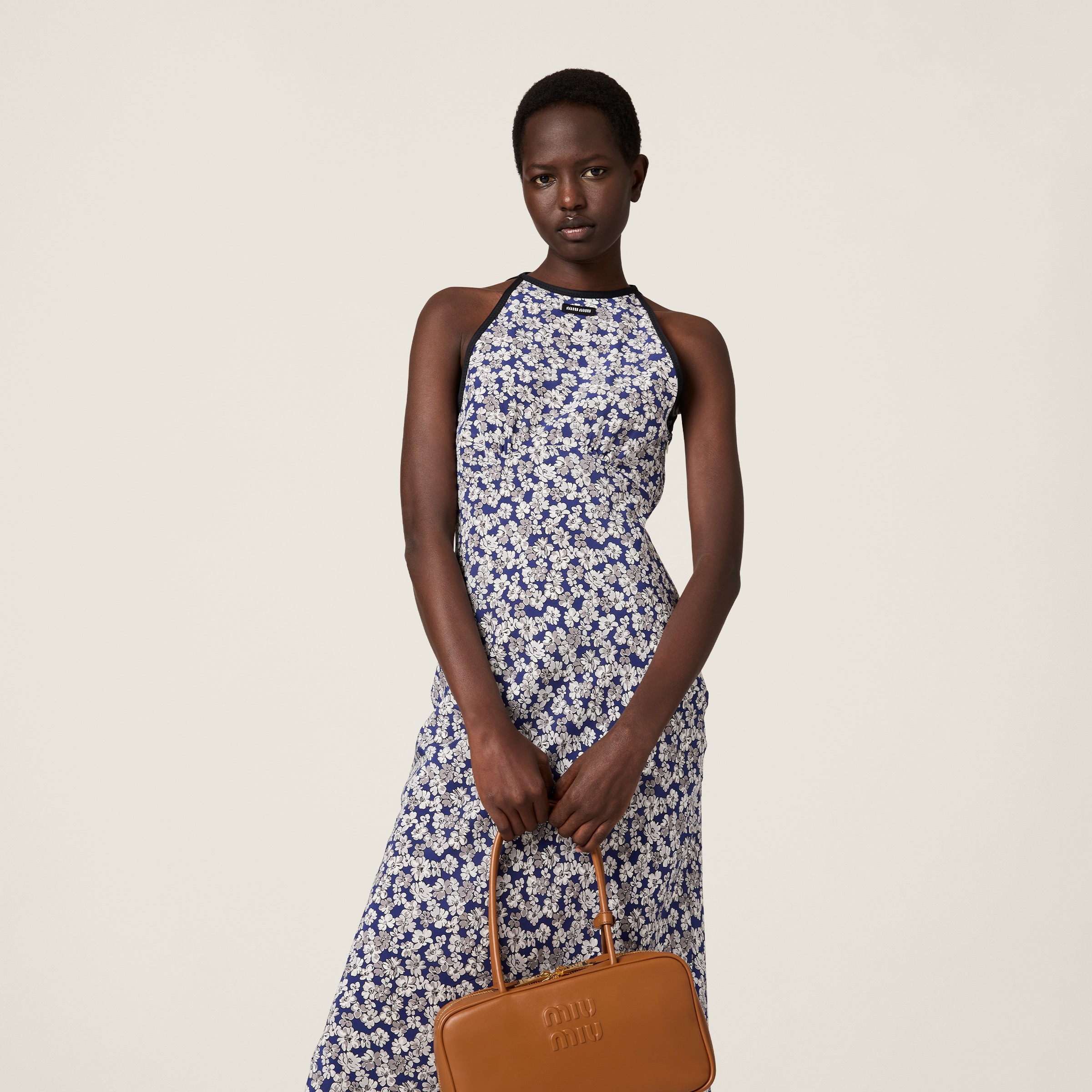 Long floral print crepe de chine dress - 5