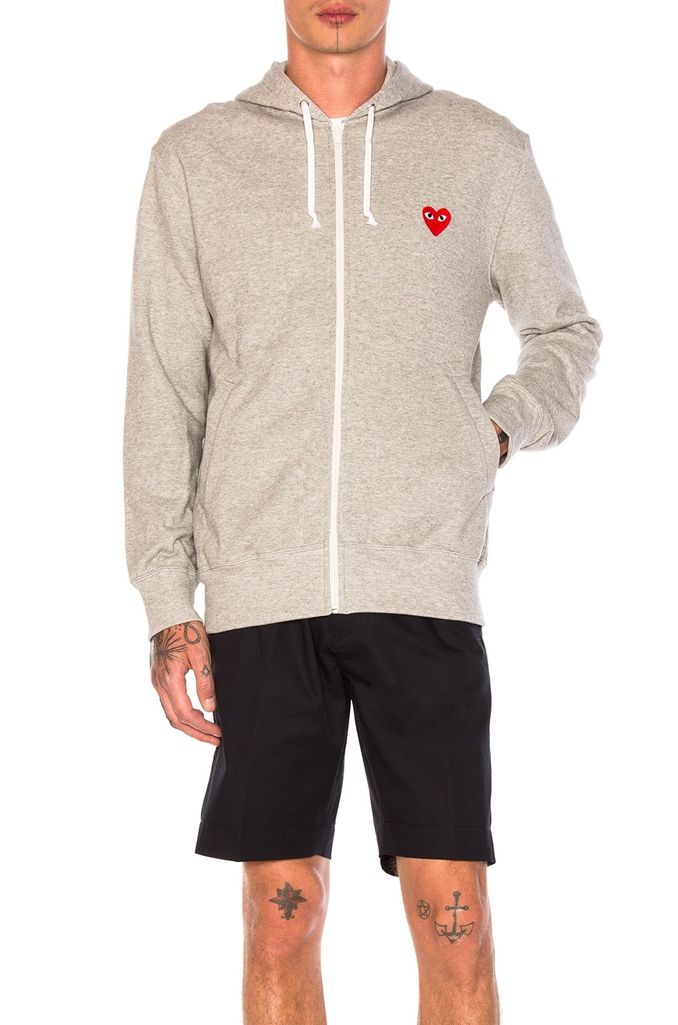 Red Emblem Zip Cotton Hoodie - 2